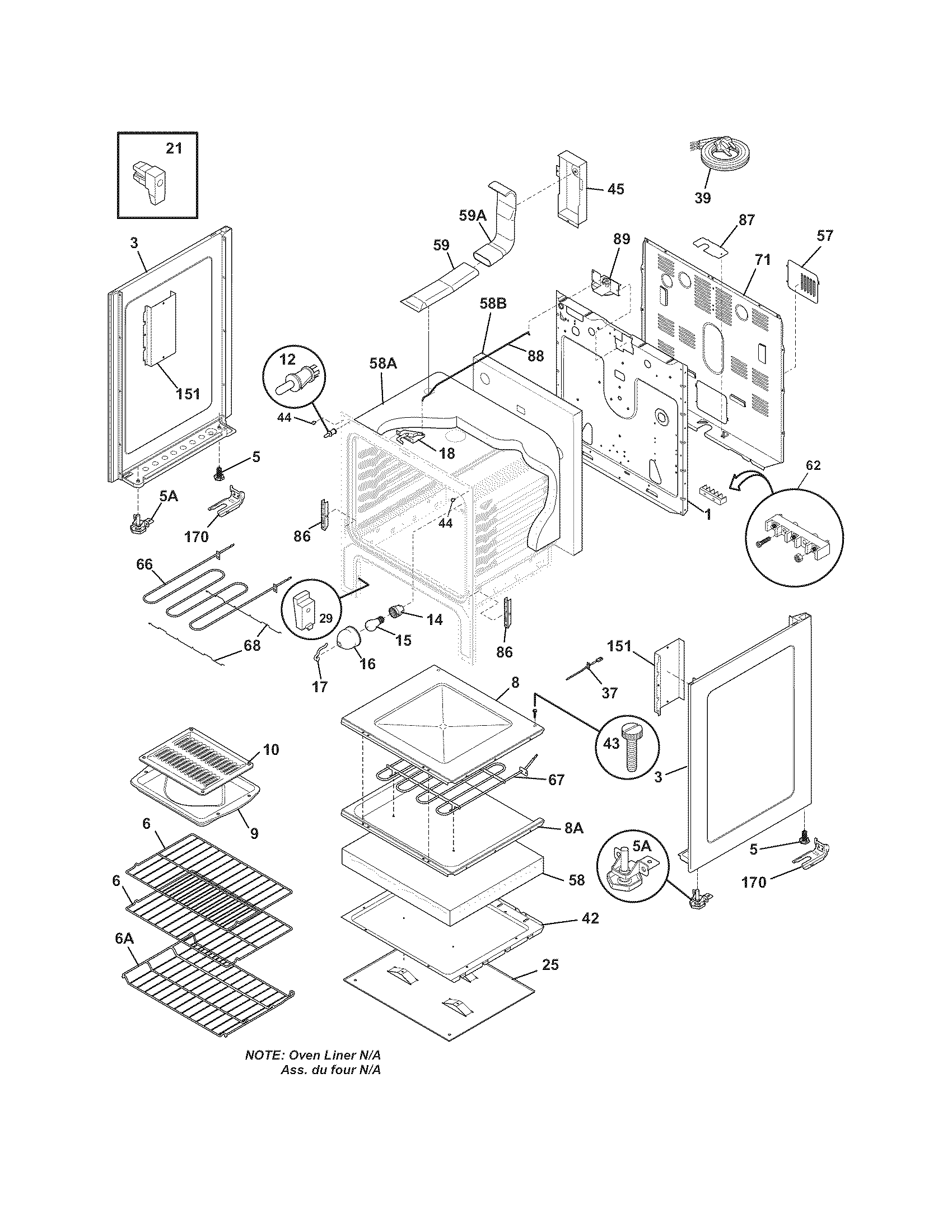 Frigidaire CGEF3031KBA body diagram