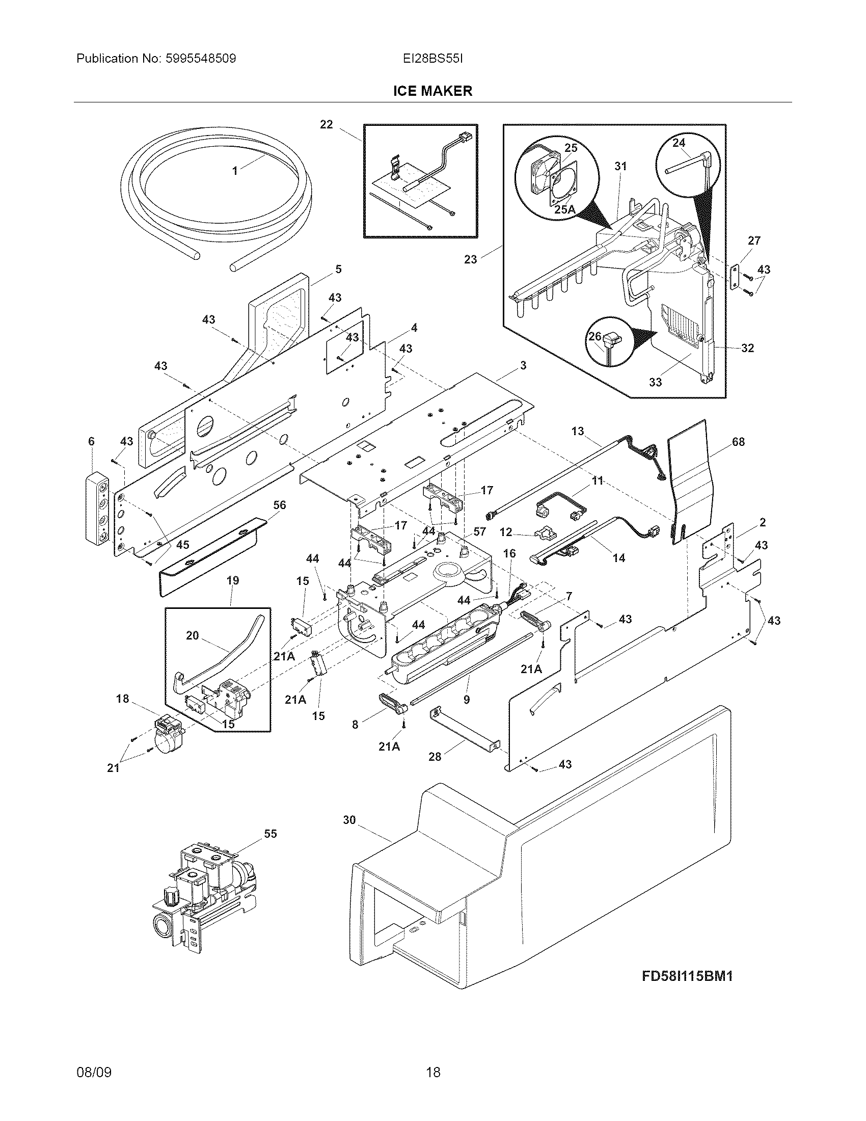 Electrolux EI28BS55IS1 ice maker diagram