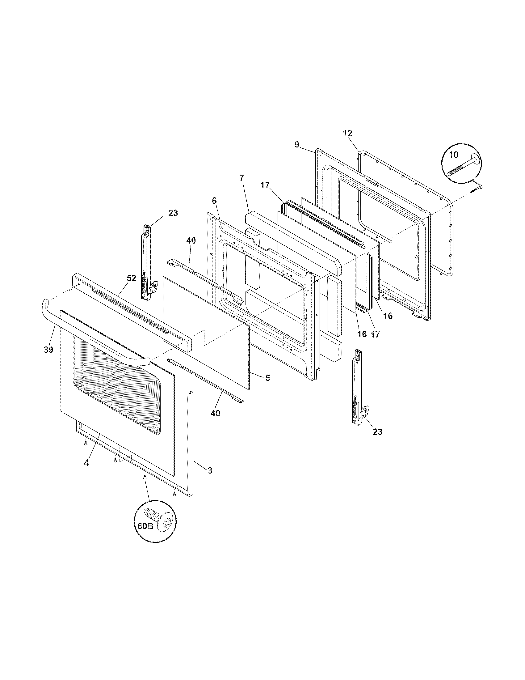 Frigidaire FEF352HCD door diagram