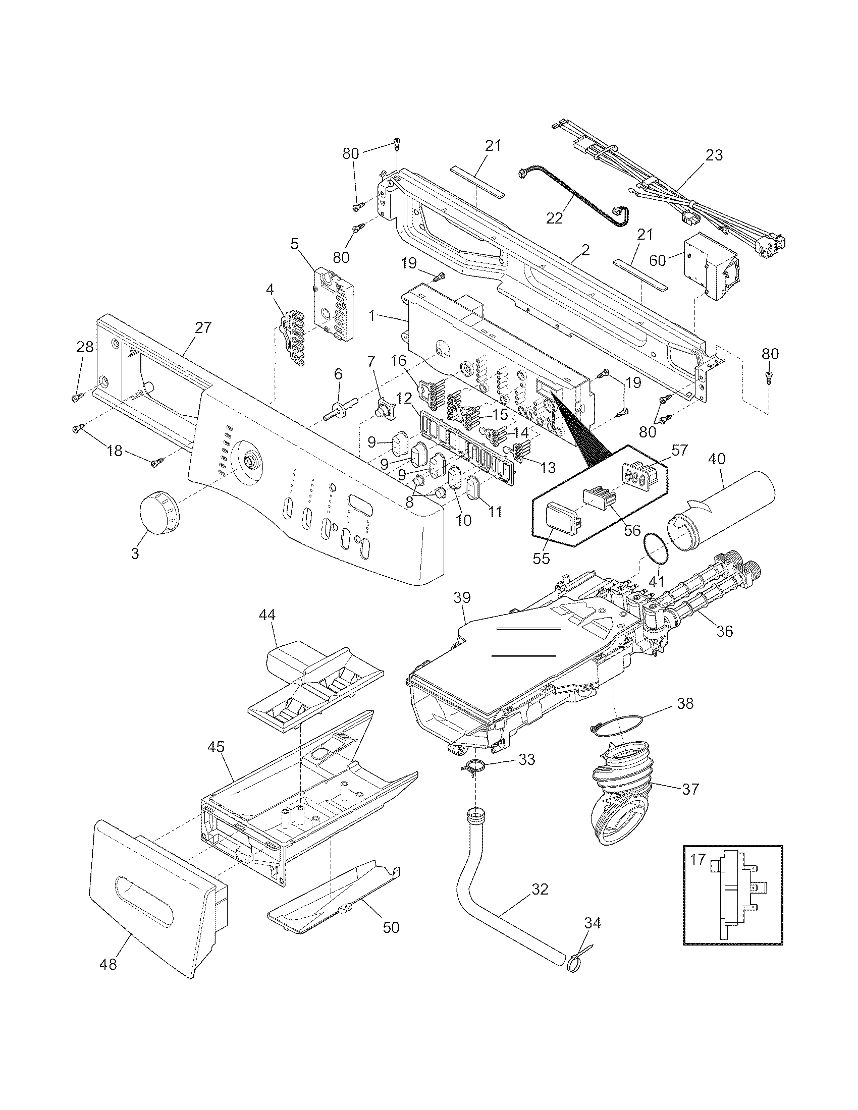Frigidaire FAFW3577KN0 control panel diagram