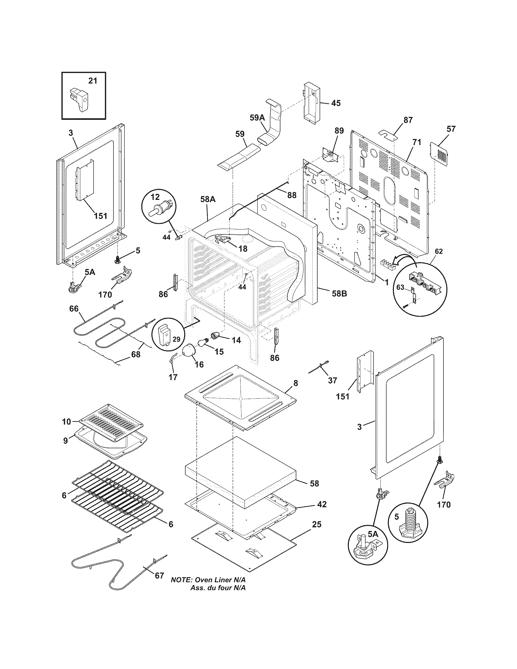 Frigidaire FEF366ECK body diagram