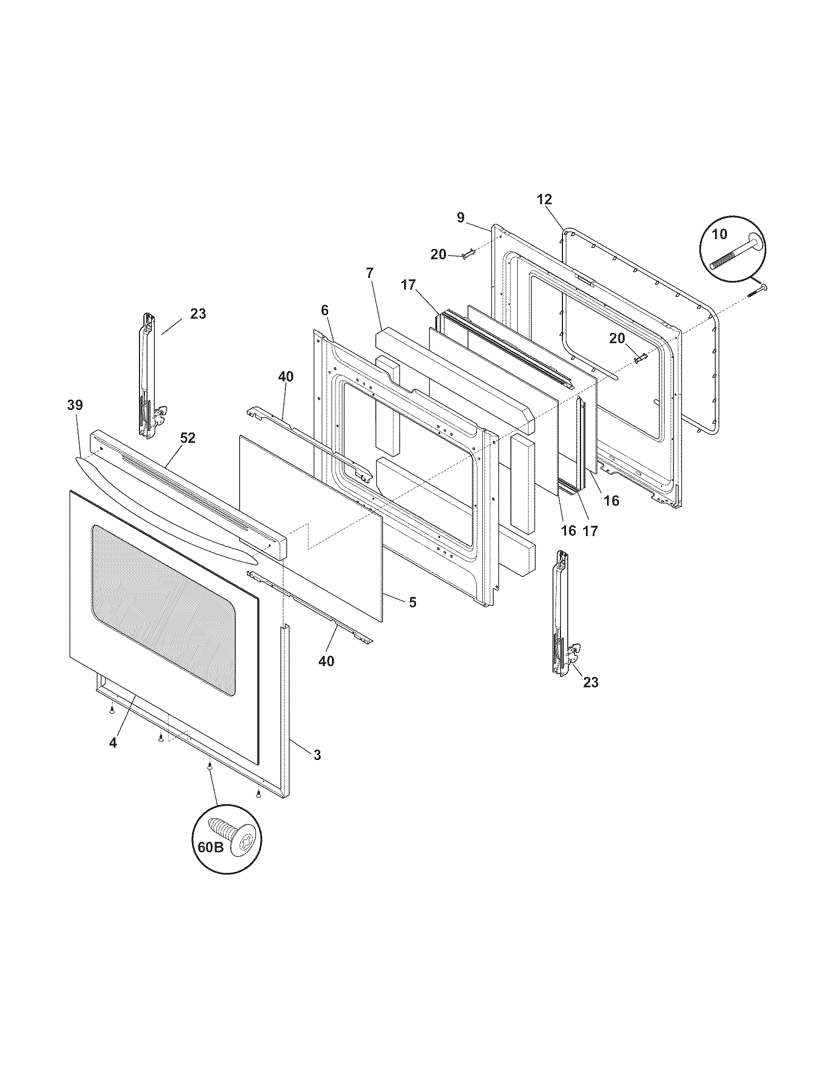 Frigidaire FEF366ECK door diagram