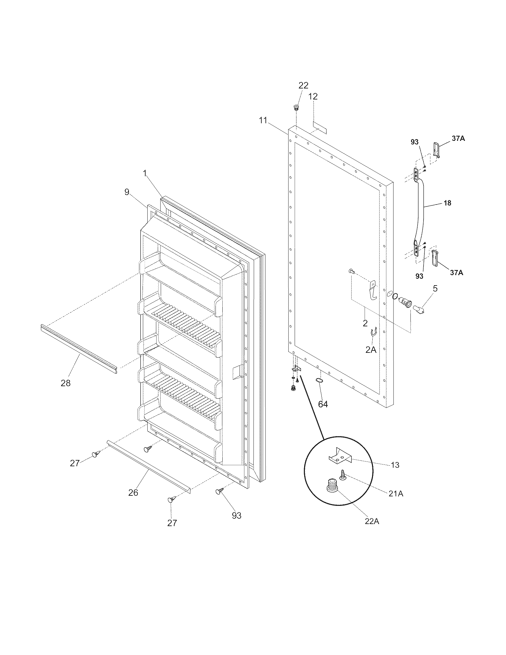 Frigidaire LFFU1424DW12 door diagram