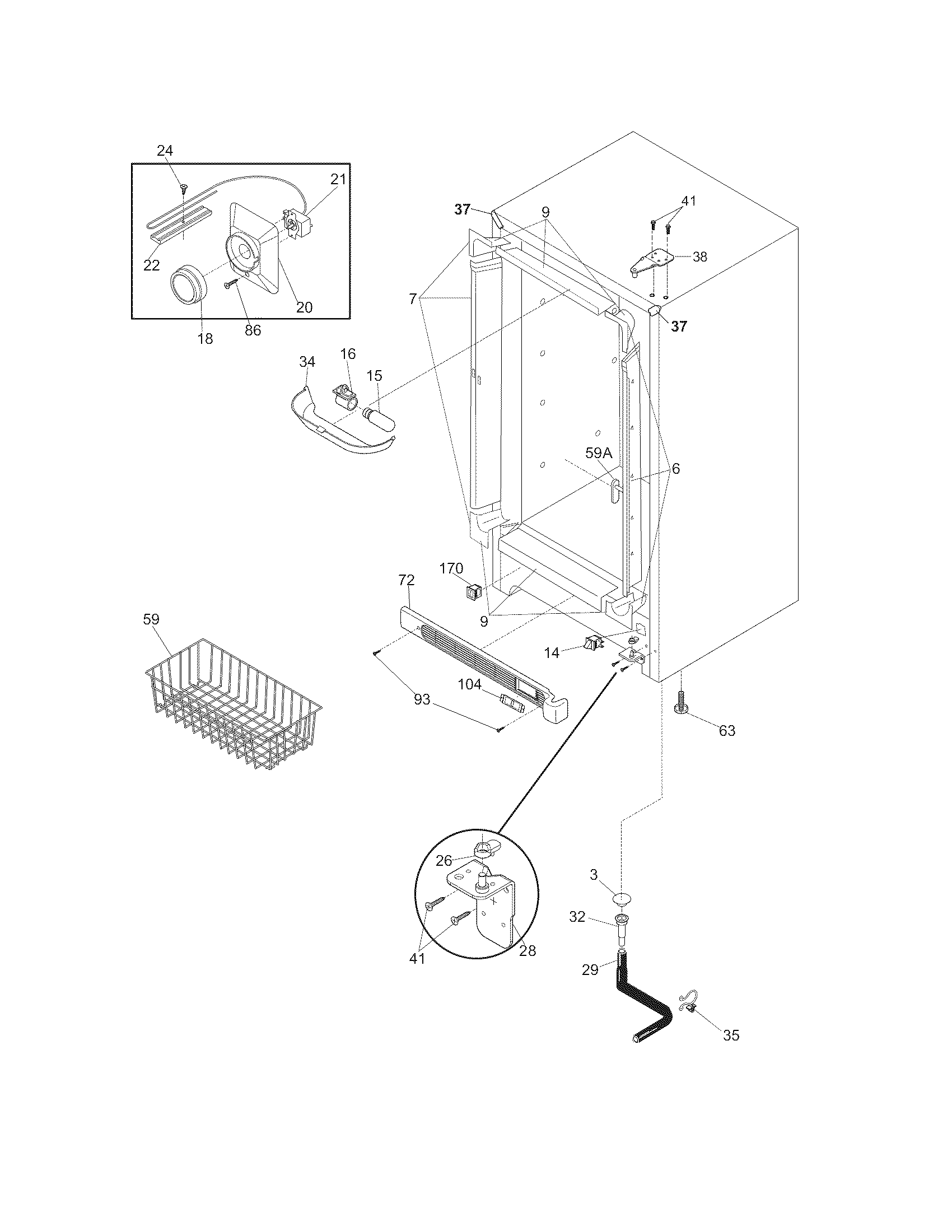 Frigidaire LFFU1424DW12 cabinet diagram