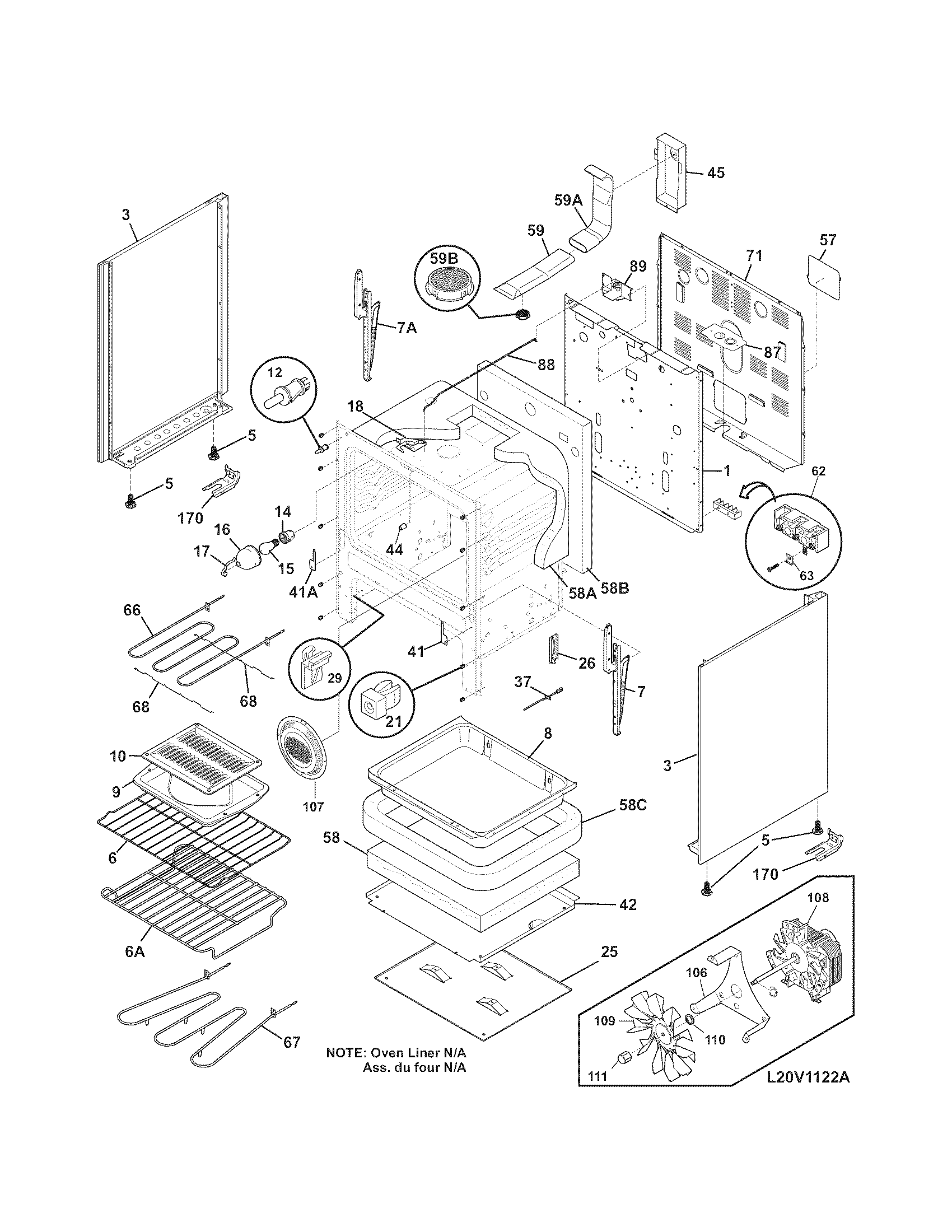 Frigidaire FEF380MXDCB body diagram