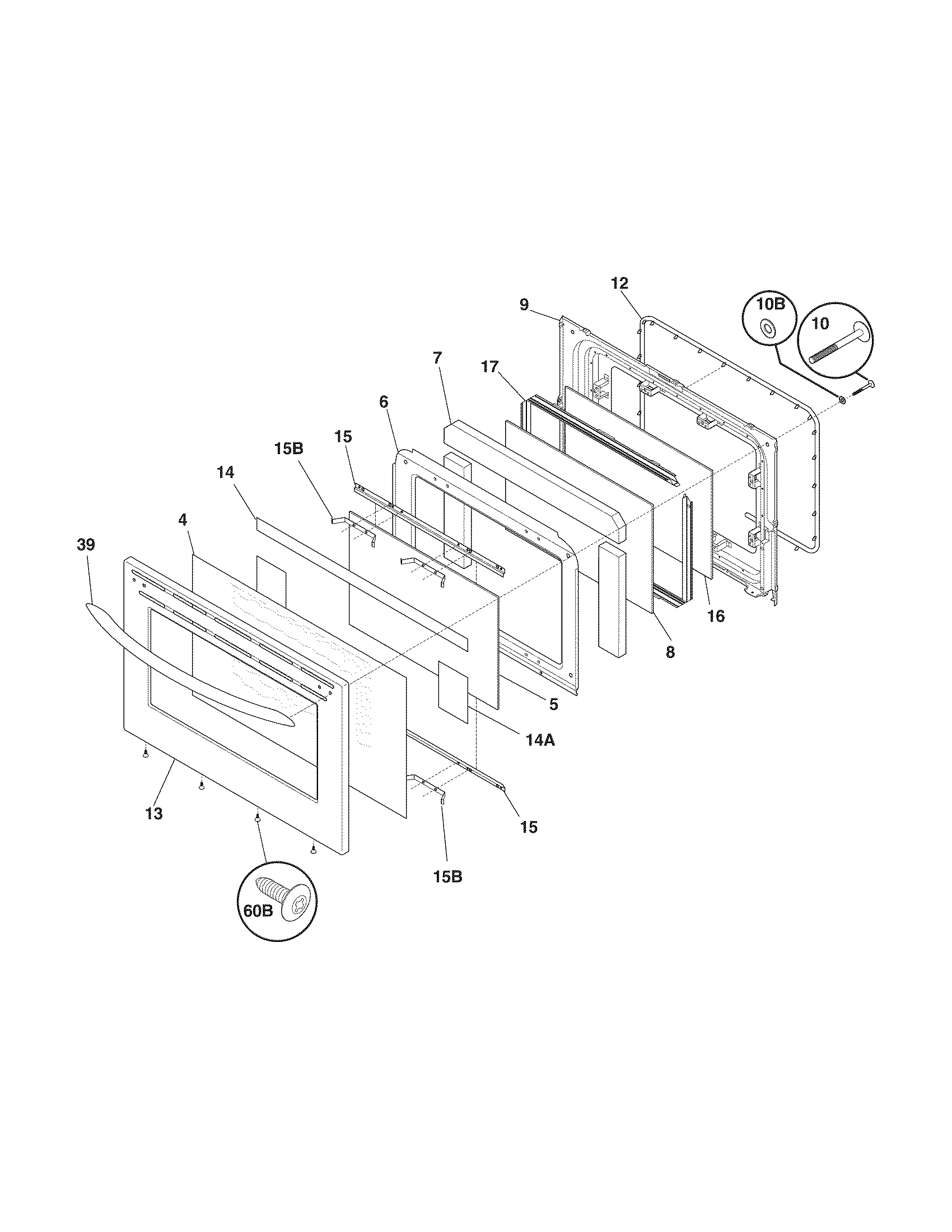 Frigidaire FEF380MXDCB door diagram
