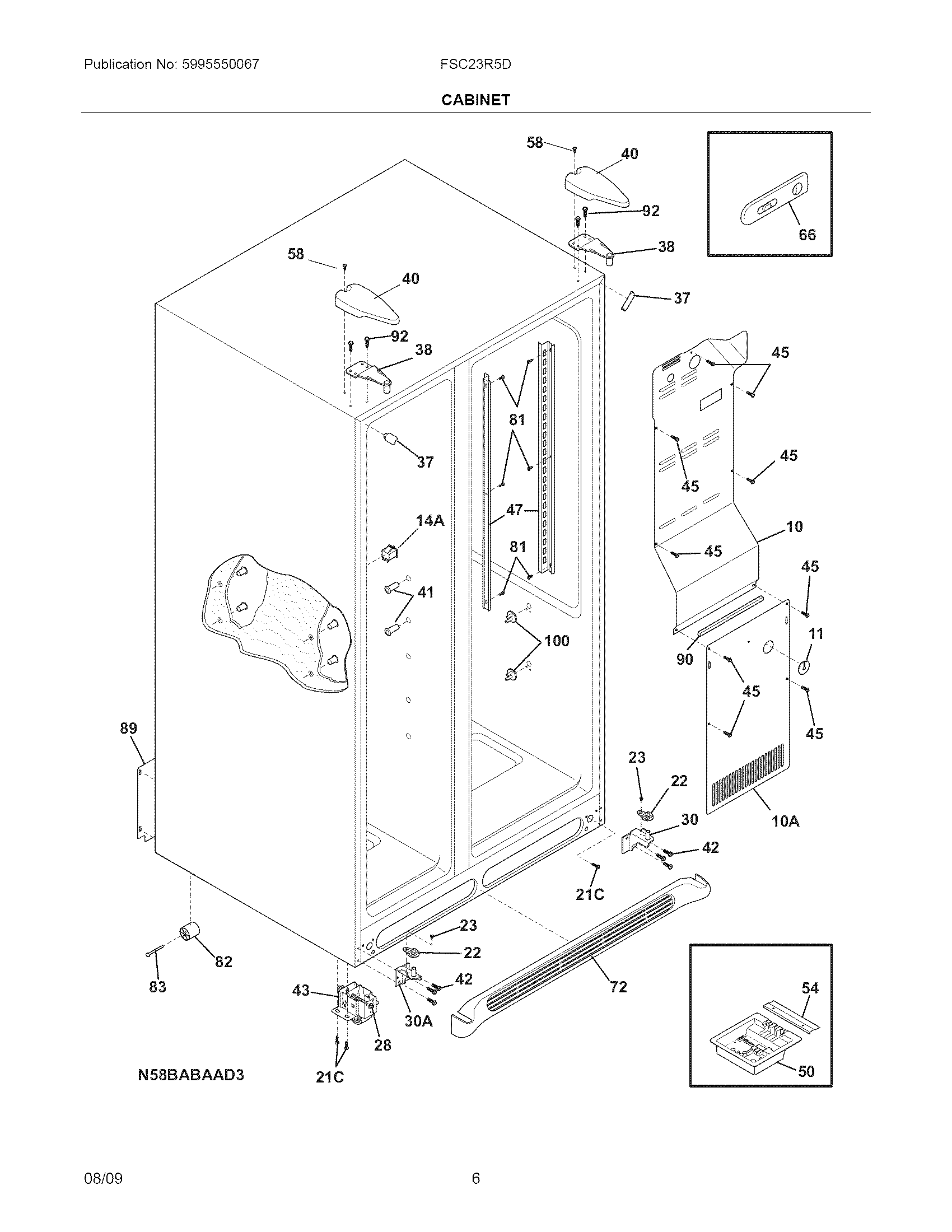 Frigidaire FSC23R5DBM cabinet diagram