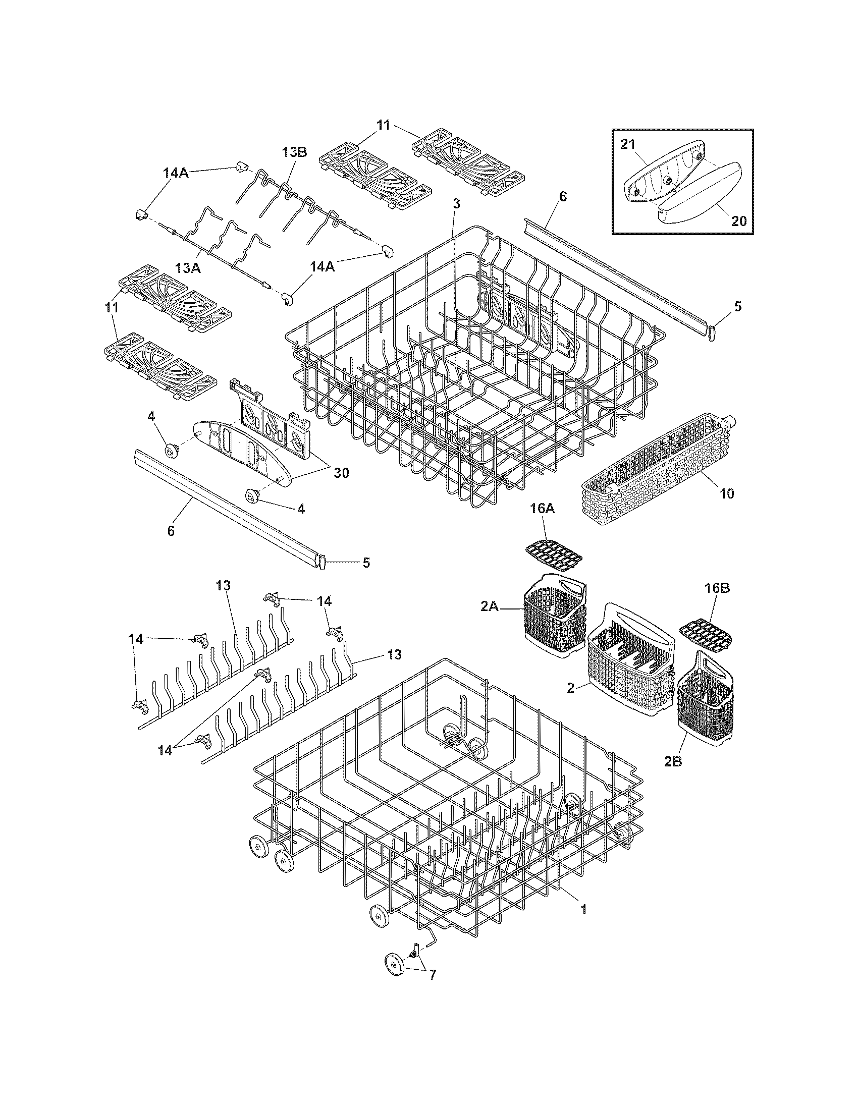 Frigidaire FGBD2451KF0 racks diagram