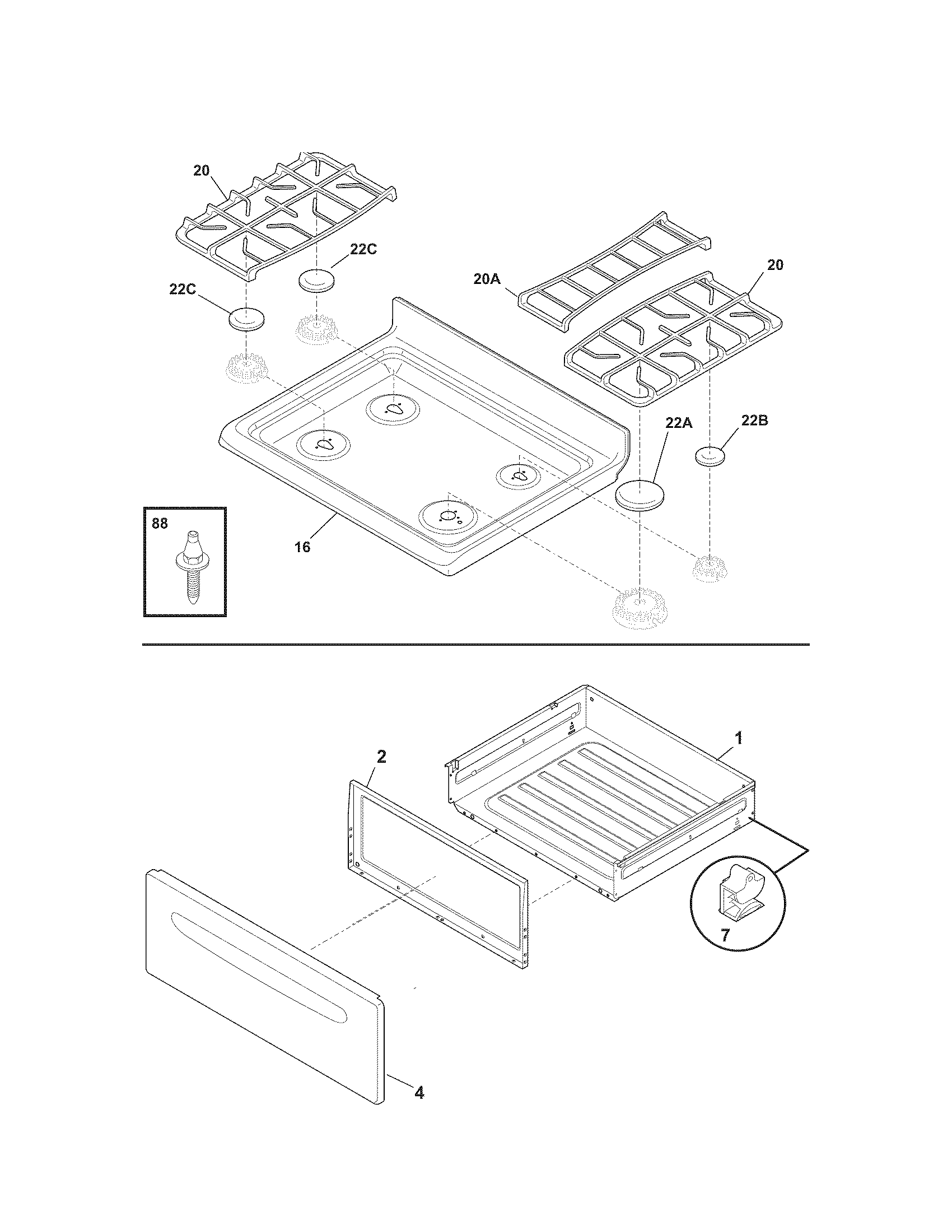 Kenmore 79071362705 top/drawer diagram