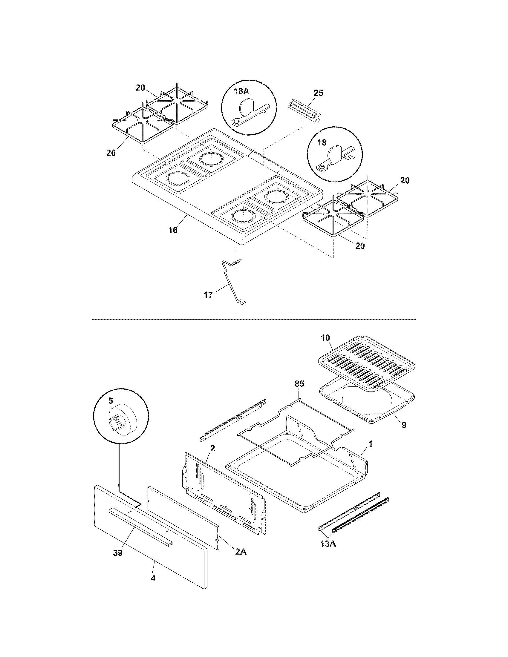 Kenmore 79070281407 top/drawer diagram