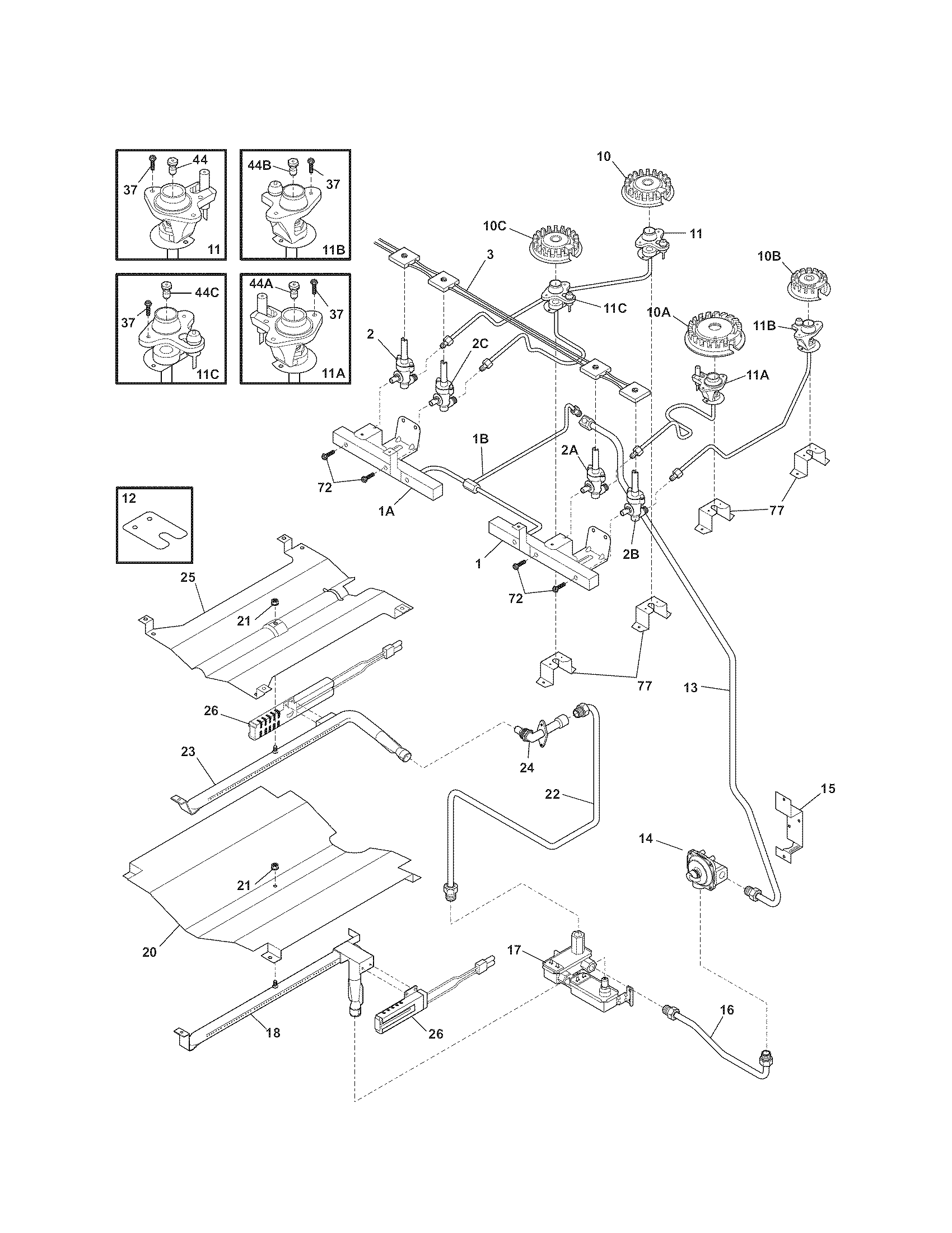 Kenmore 79036904900 burner diagram