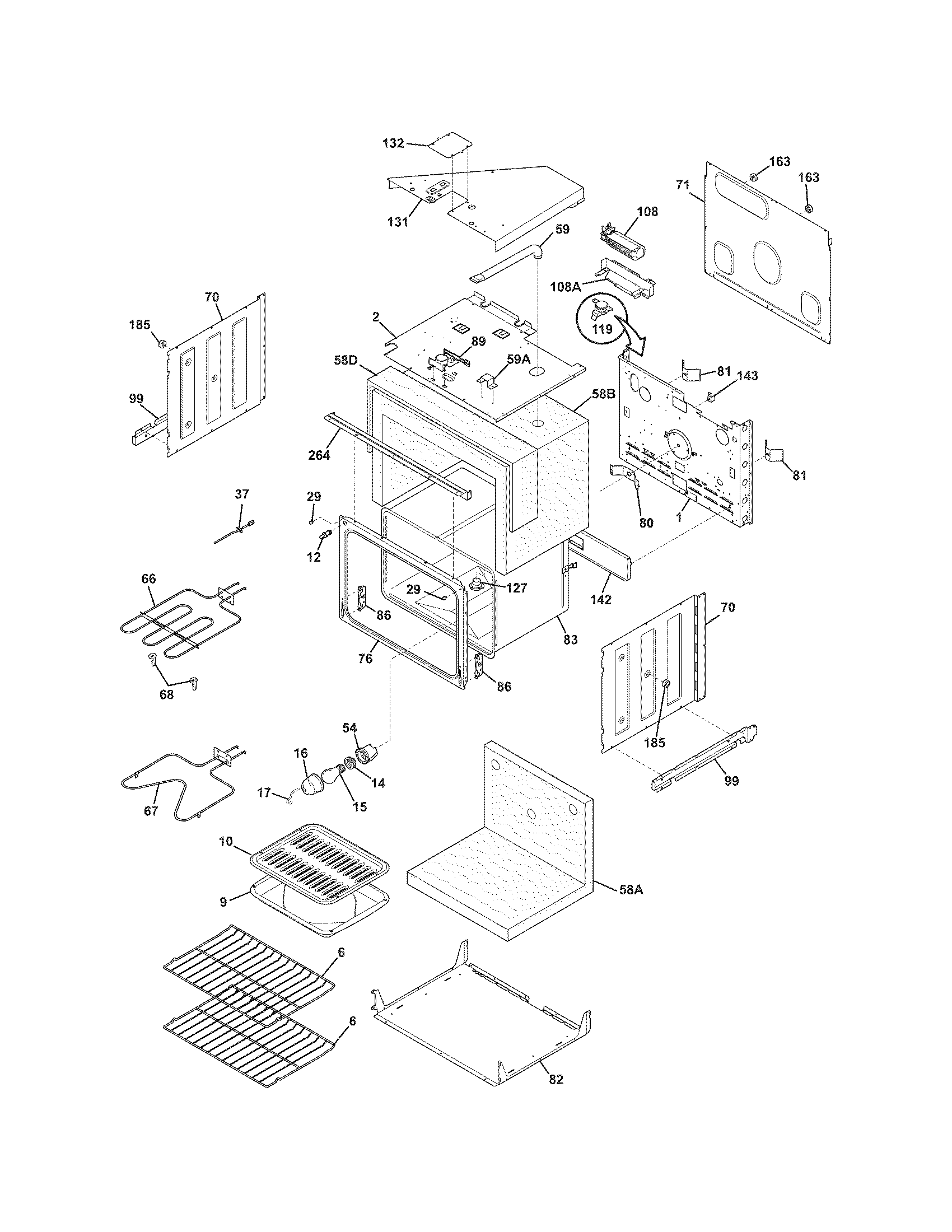 Frigidaire FEB27T5GCC upper oven diagram