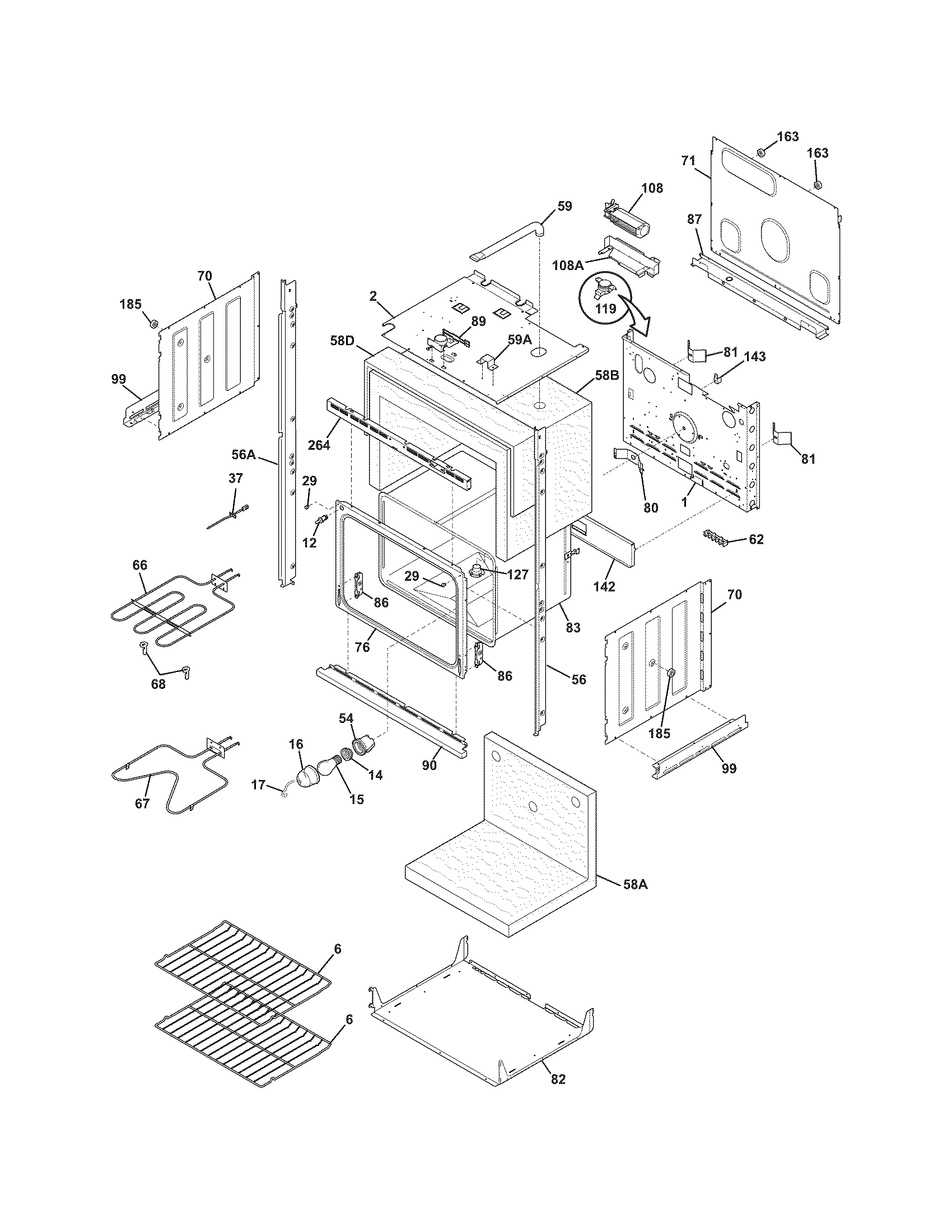 Frigidaire FEB27T5GCC lower oven diagram