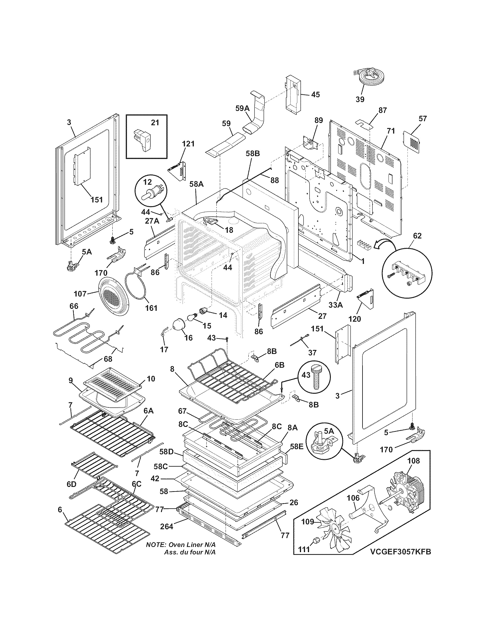 Frigidaire CGEF3077KBB body diagram