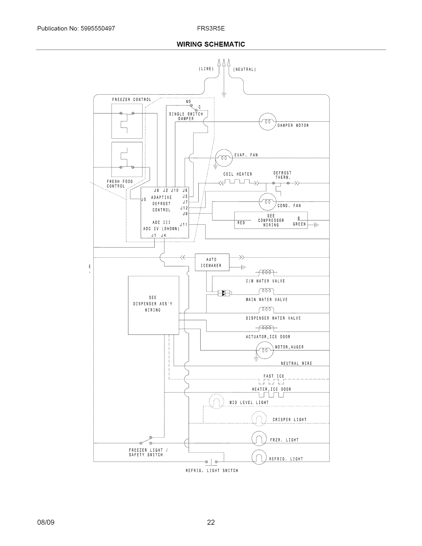 Frigidaire FRS3R5EMBJ wiring schematic diagram