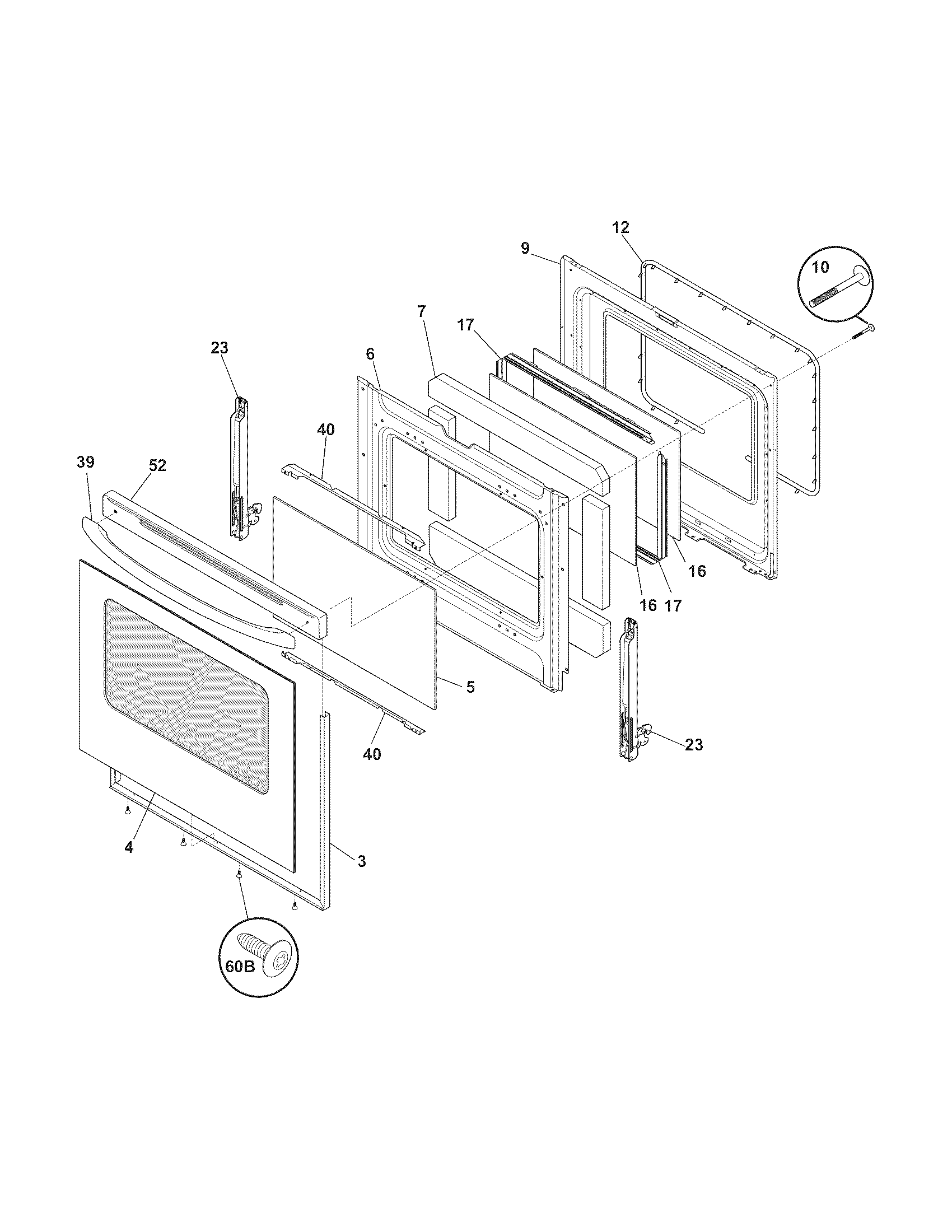 Frigidaire CFEF366EMJ door diagram