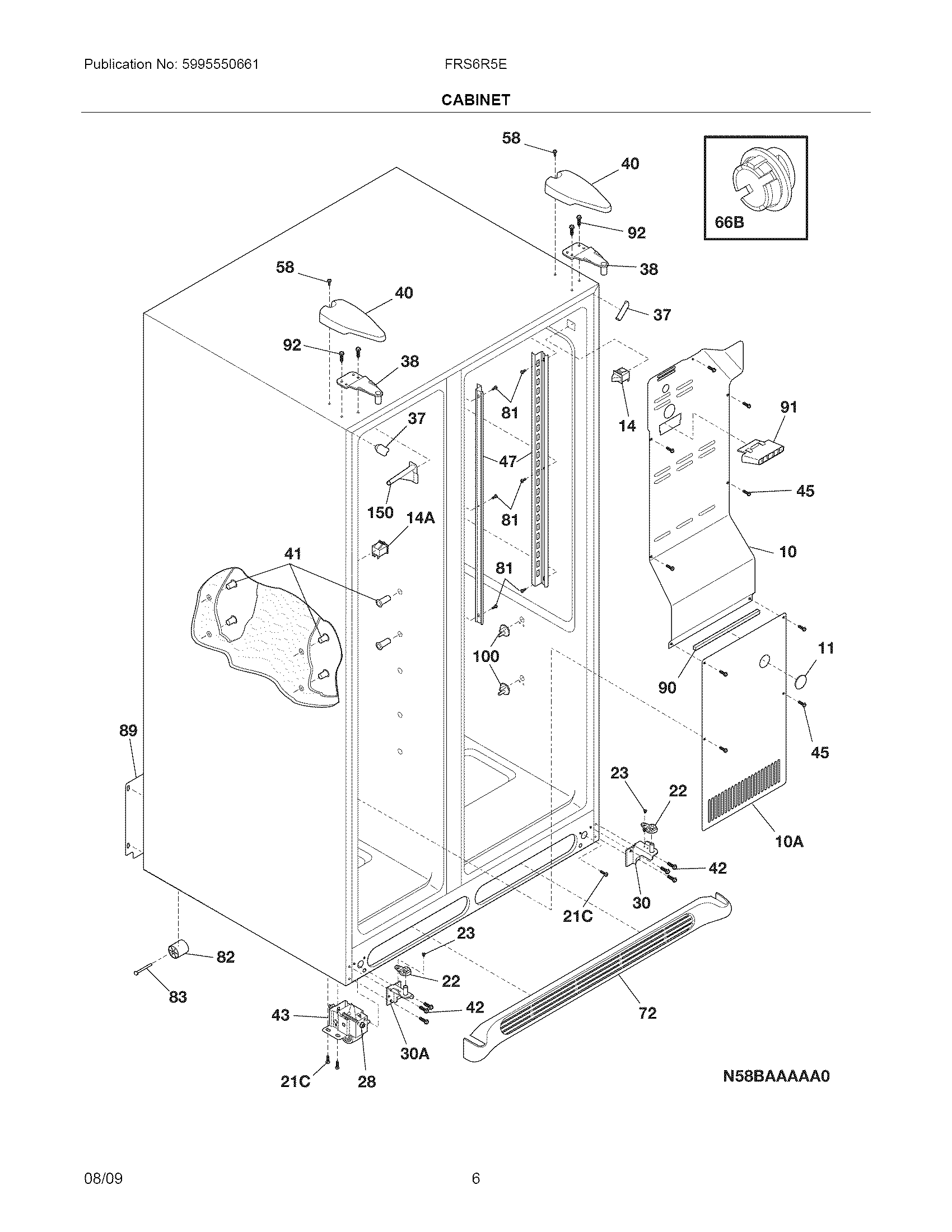 Frigidaire FRS6R5EMBU cabinet diagram