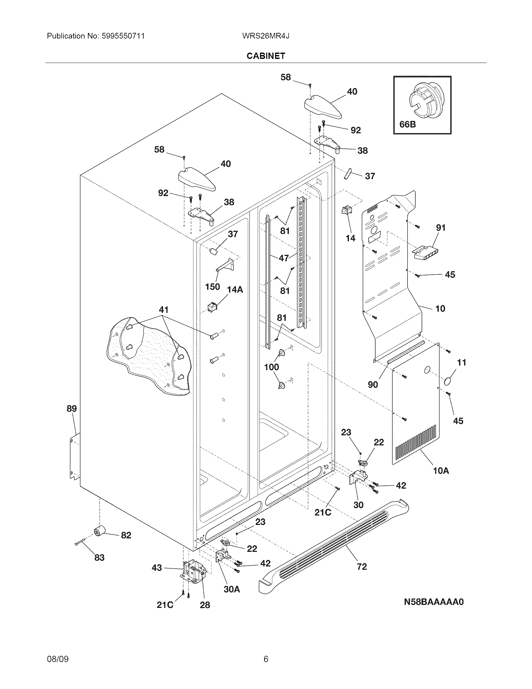 White-Westinghouse WRS26MR4JS5 cabinet diagram