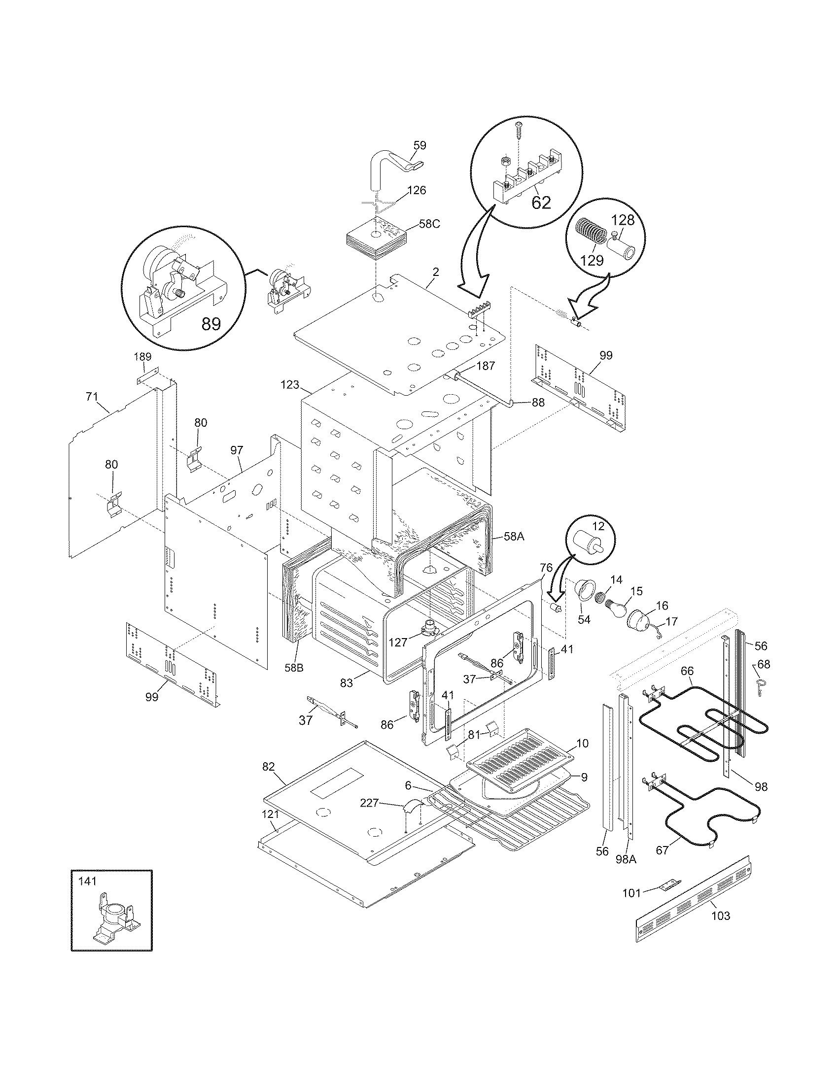 Frigidaire FEB24S5ASD body diagram