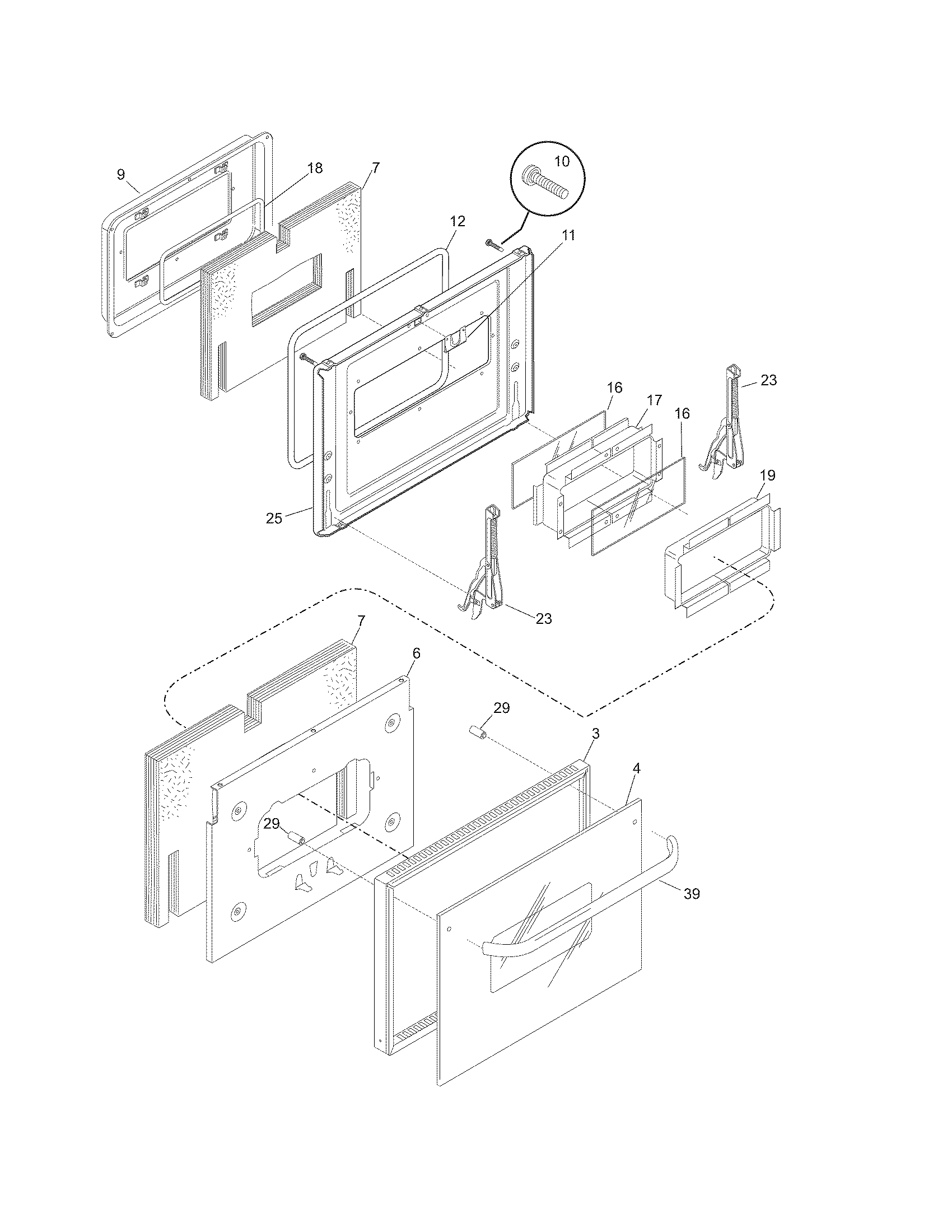 Frigidaire FEB24S5ASD door diagram