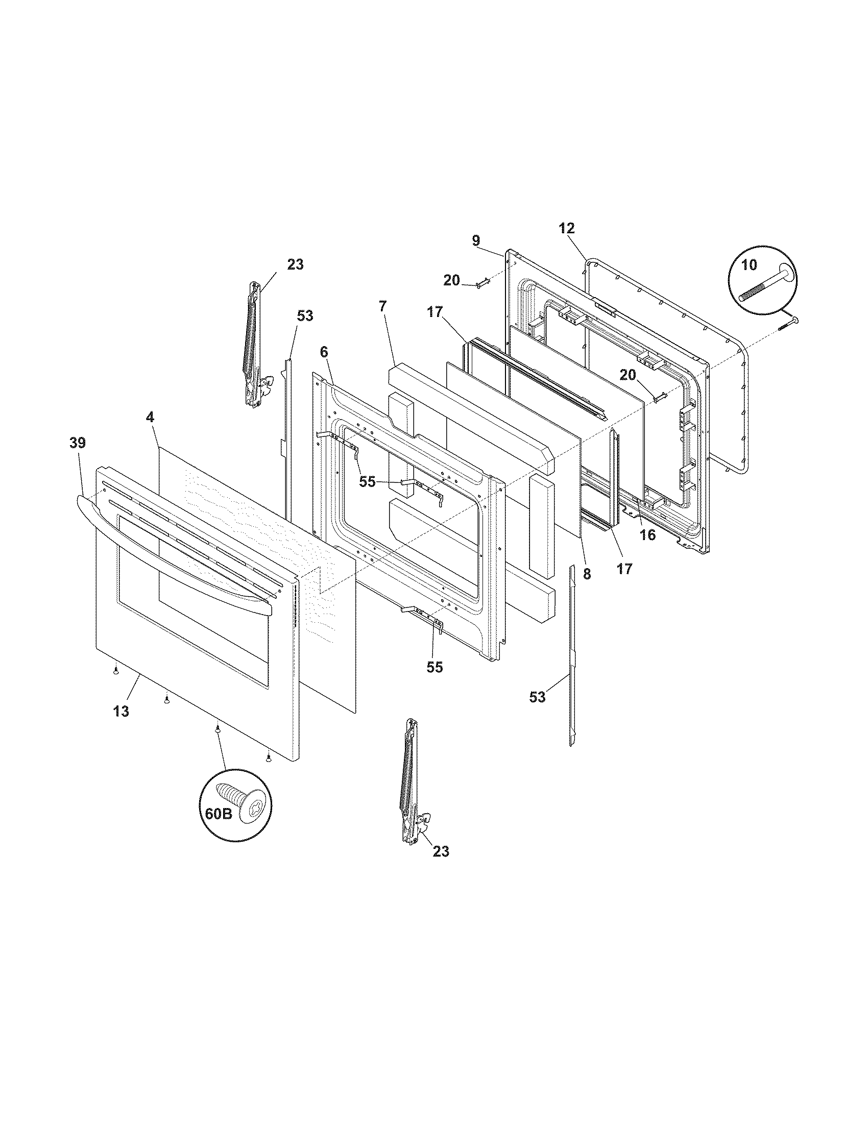Frigidaire FGFB66ECR door diagram