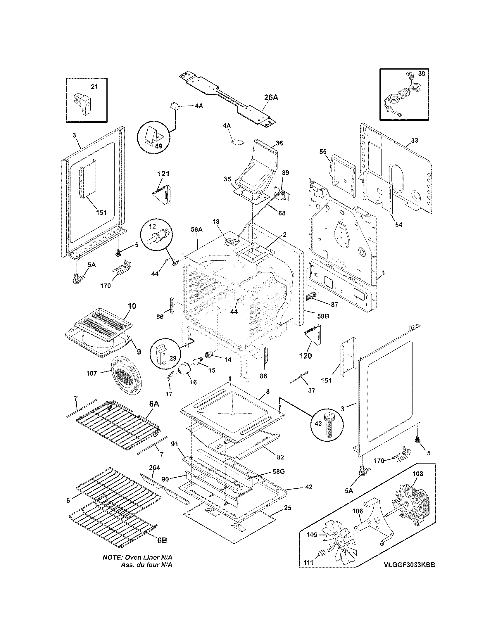 Frigidaire FGGF3032KWB body diagram