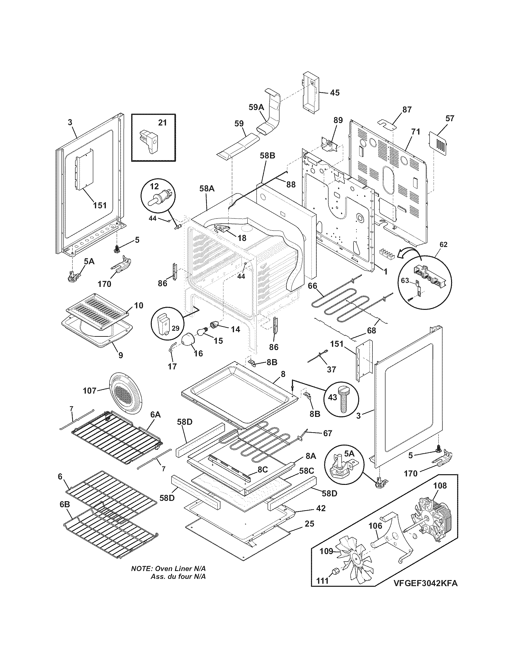 Frigidaire BGEF3042KFB body diagram