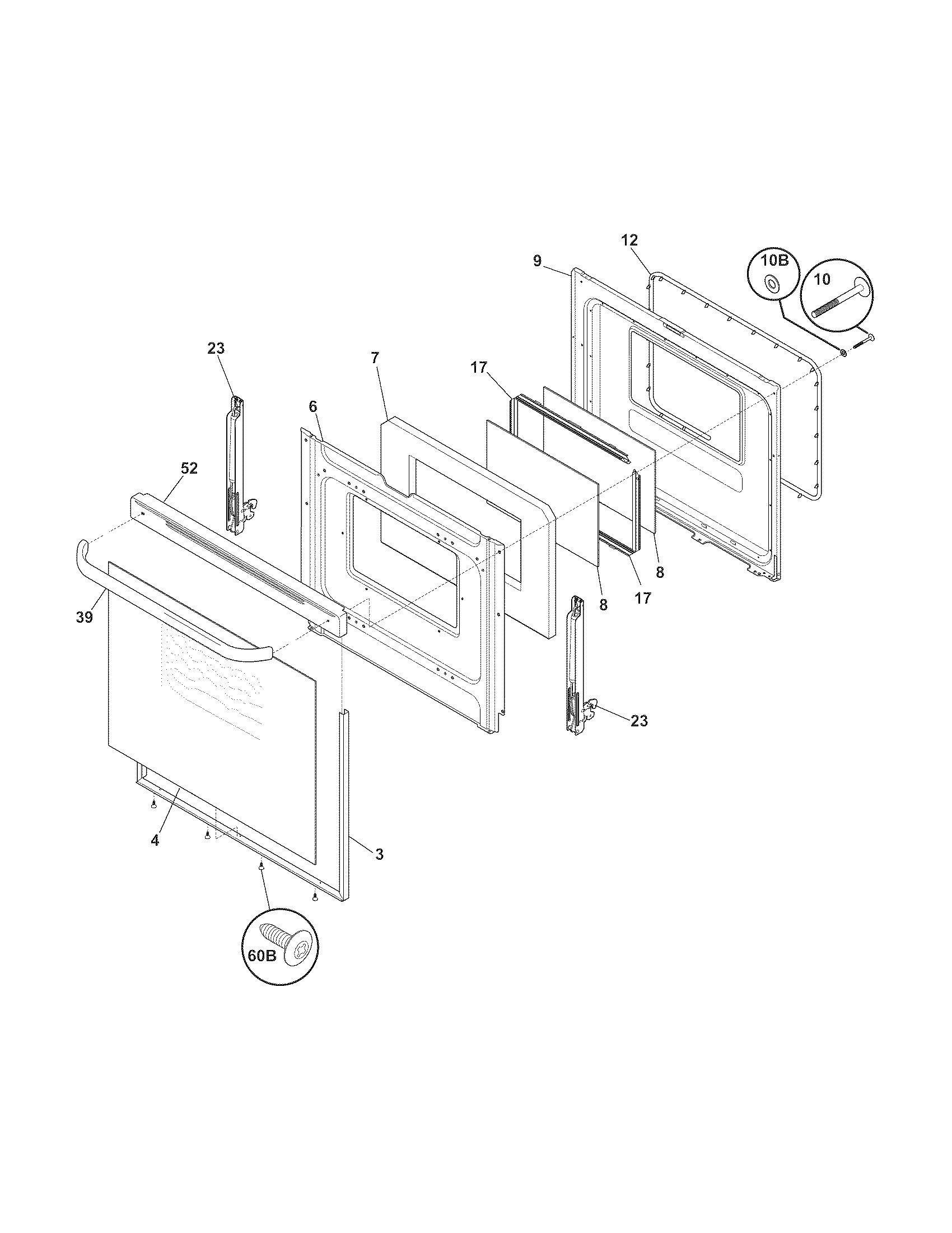 Tappan TEF361GSD door diagram