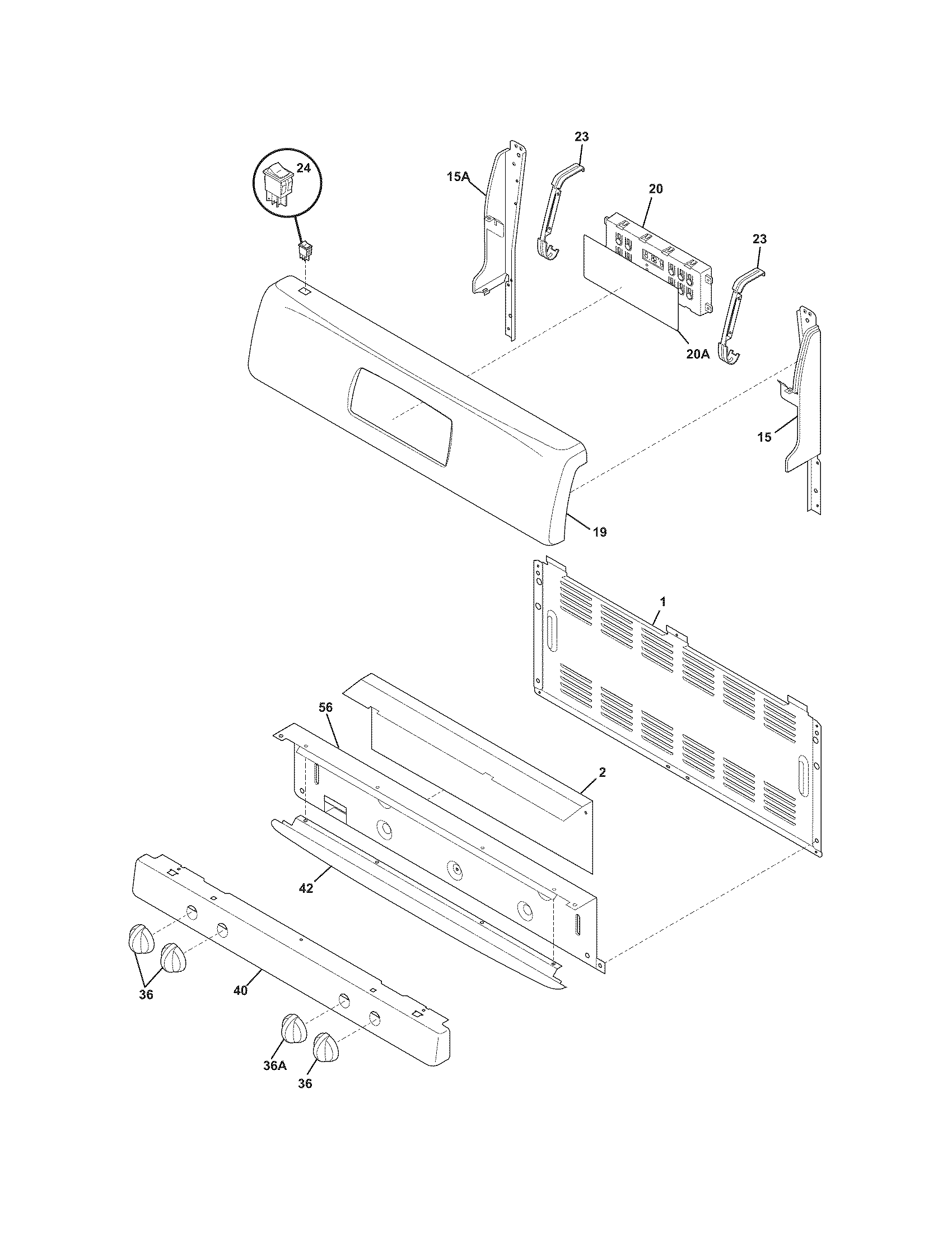Frigidaire FGF382HCH backguard diagram