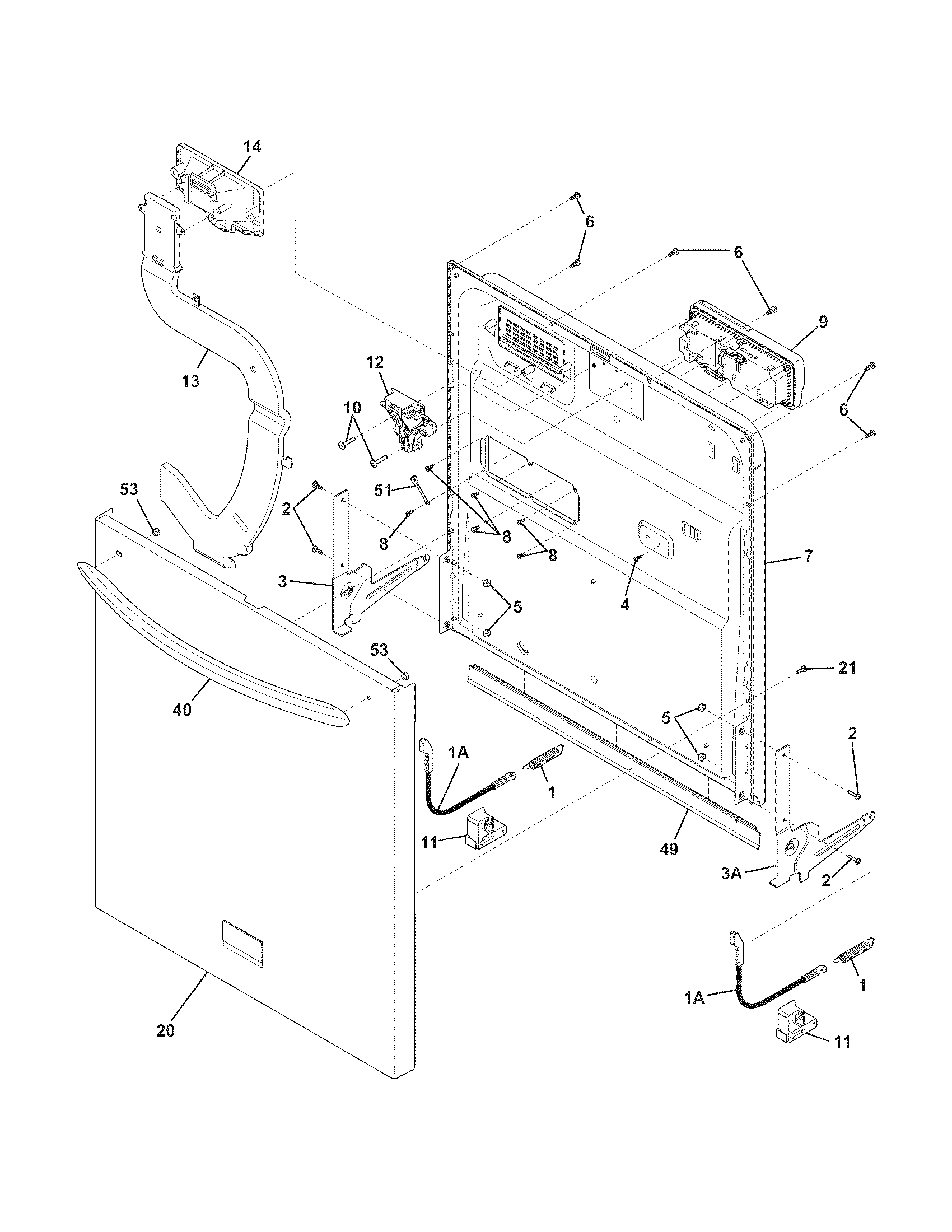 Frigidaire FGHD2433KF0 door diagram