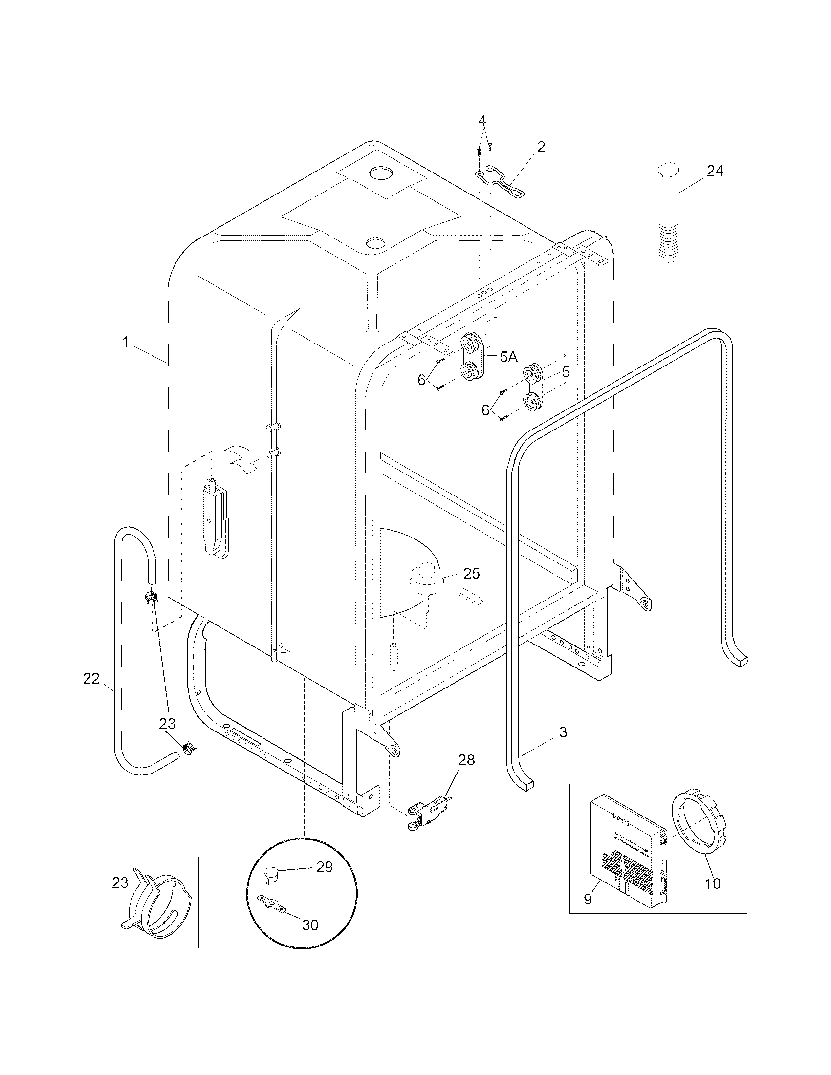 Frigidaire FGHD2433KF0 tub diagram