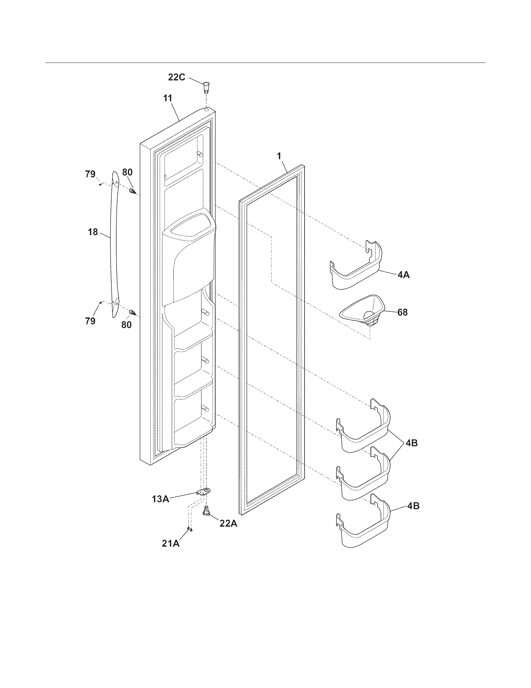 Frigidaire FRS6KR5JSB6 freezer door diagram