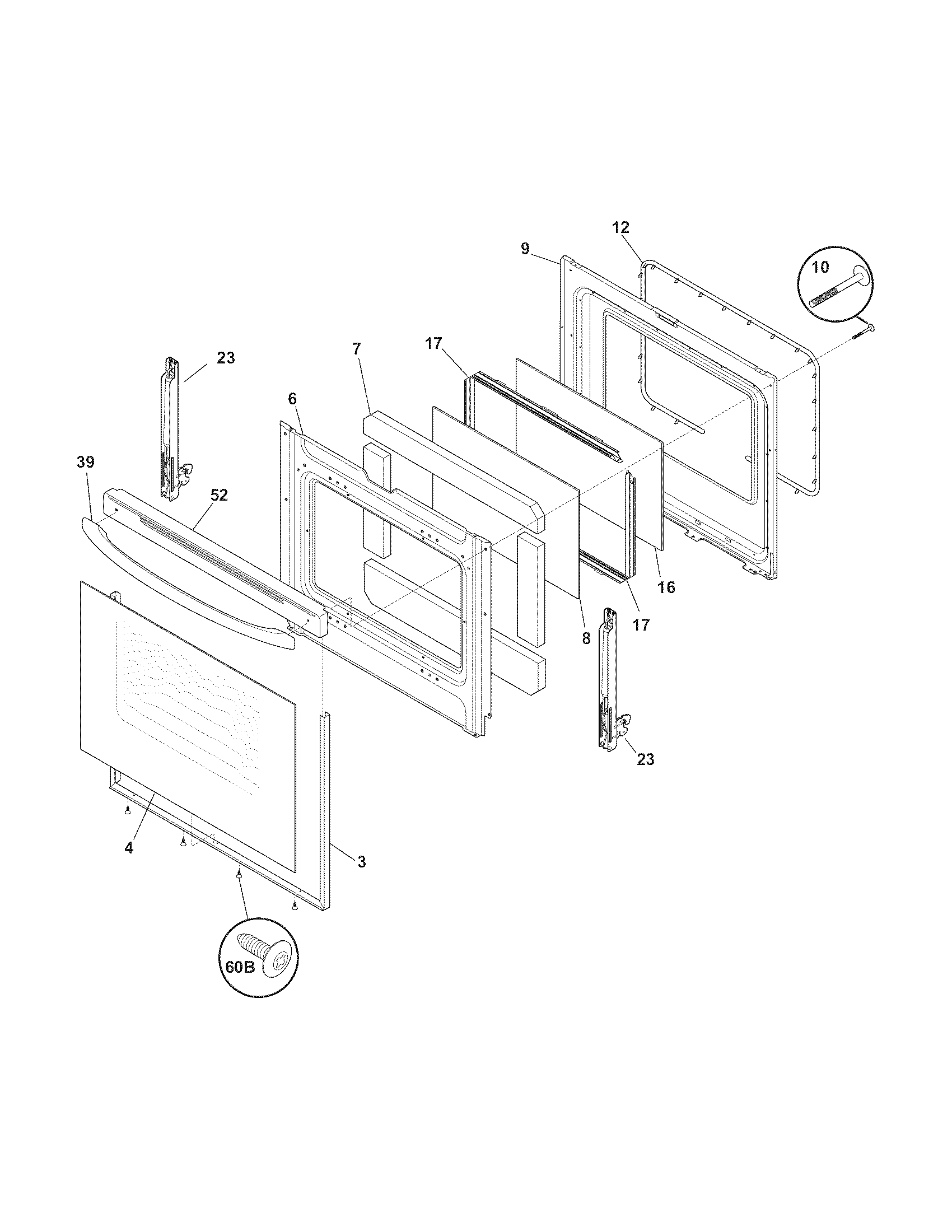 Frigidaire CFEF366GSE door diagram