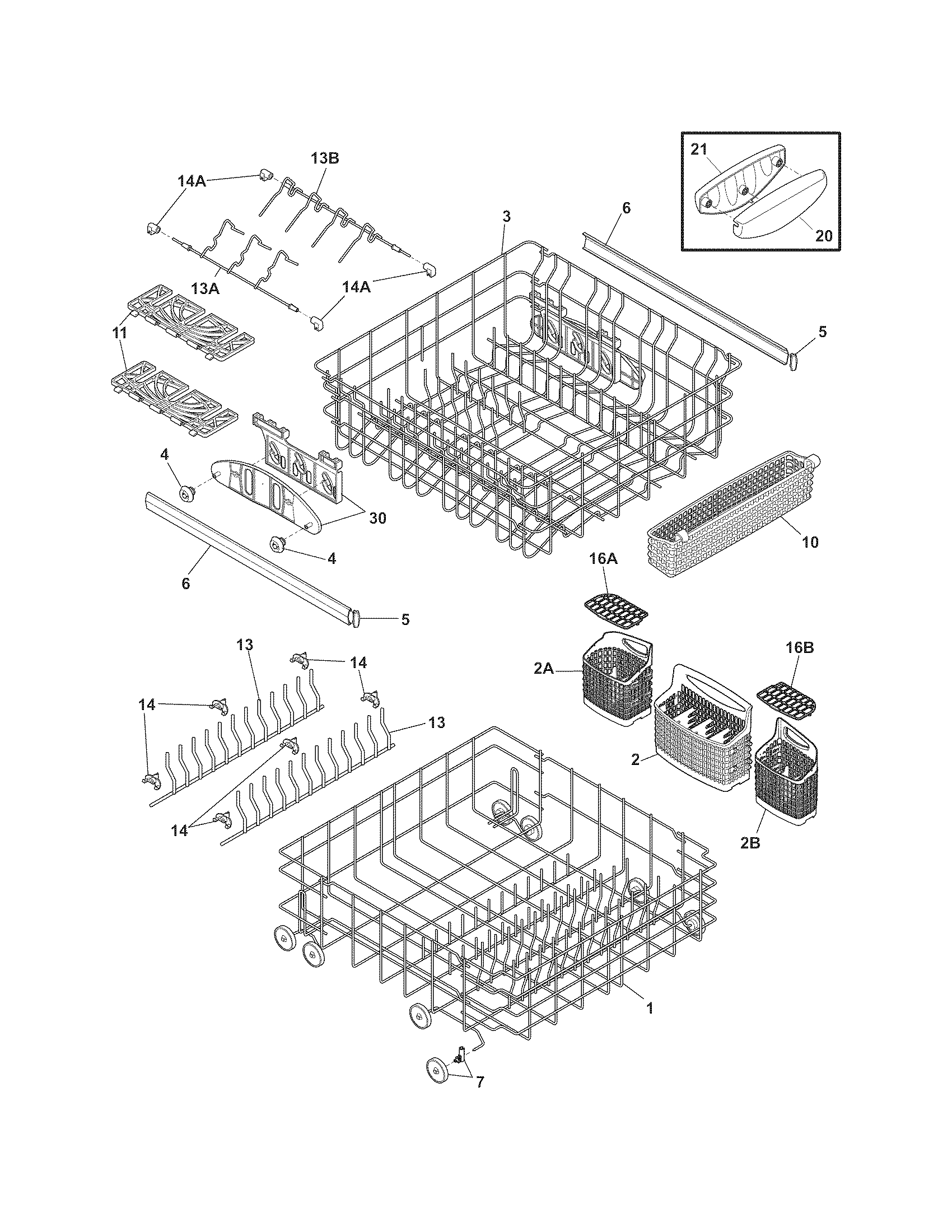 Frigidaire FGHD2471KB0 racks diagram