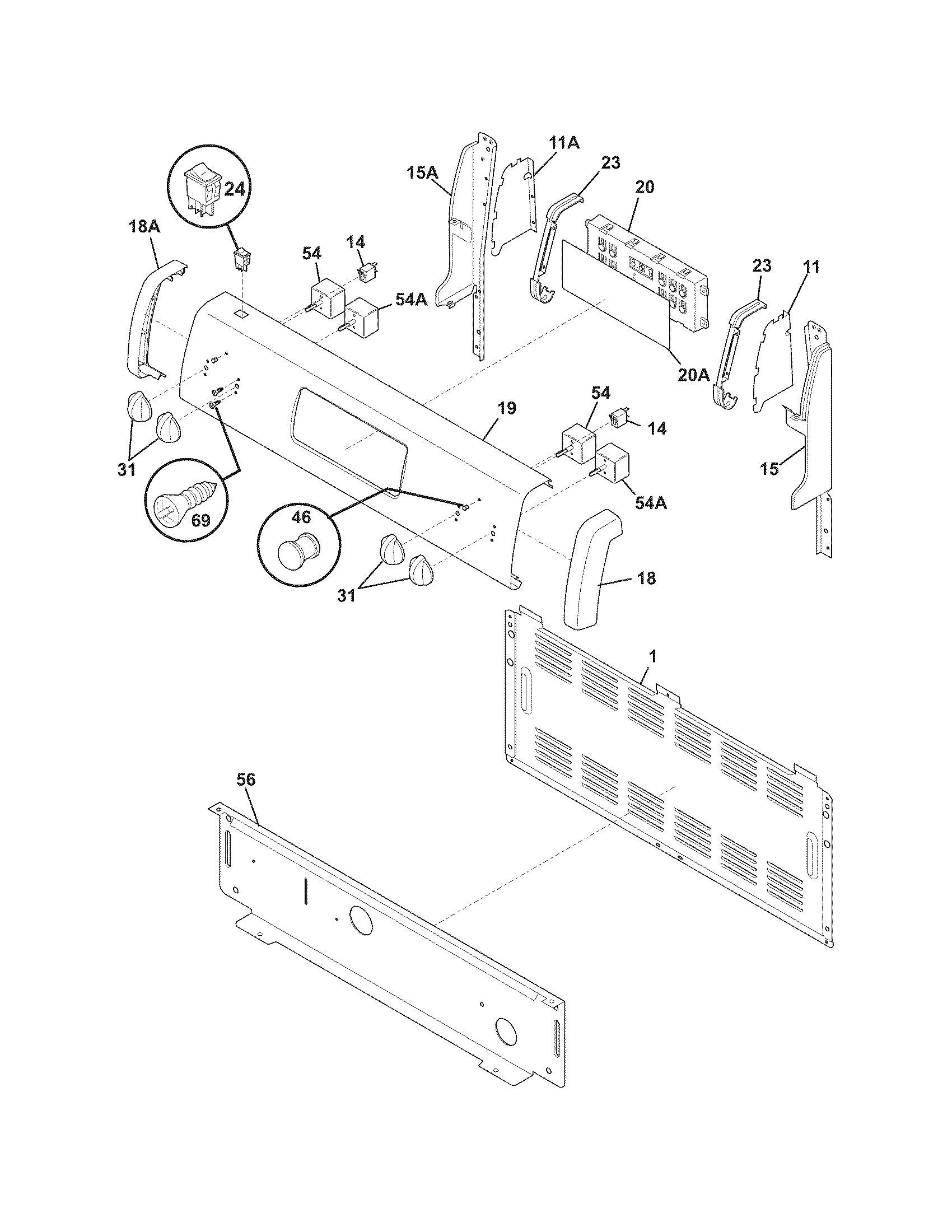 White-Westinghouse WWEF3005KWB backguard diagram
