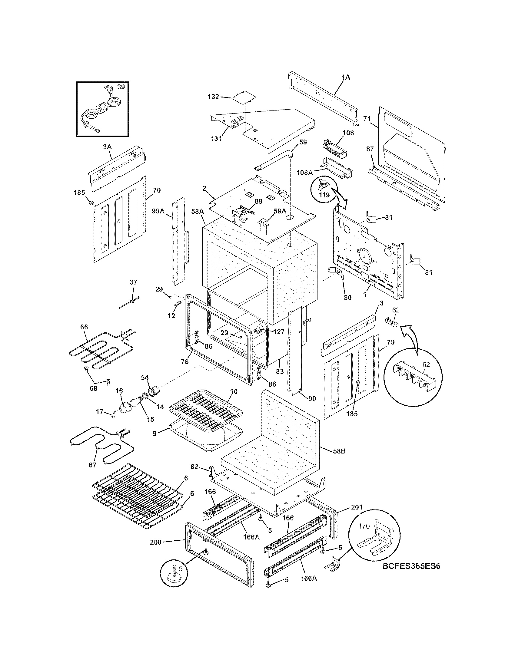 Frigidaire CFES365EC7 body diagram