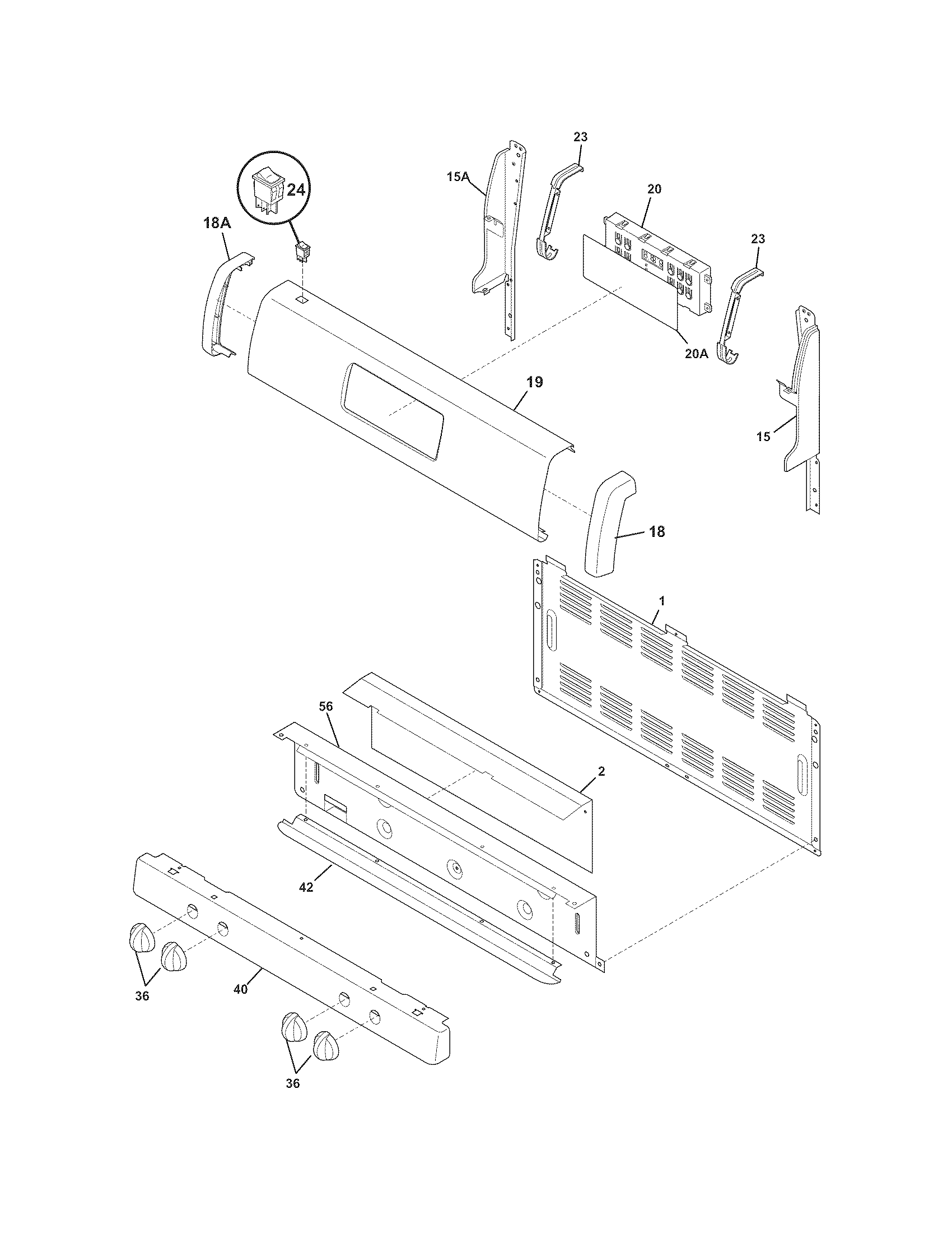 Tappan TGF351ESP backguard diagram