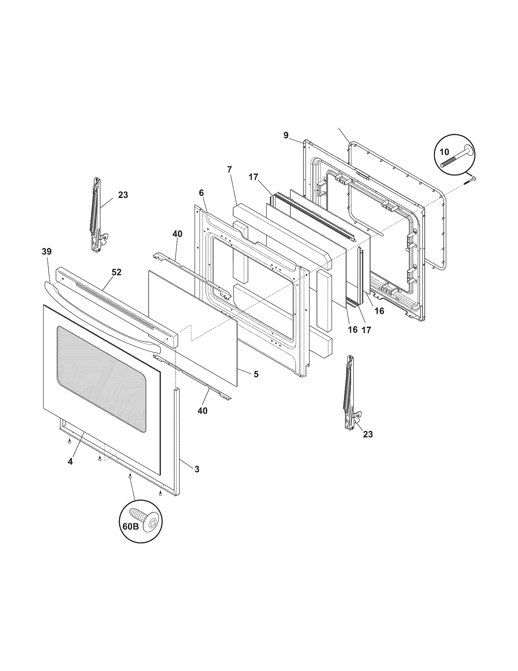 Frigidaire FGF364KCB door diagram