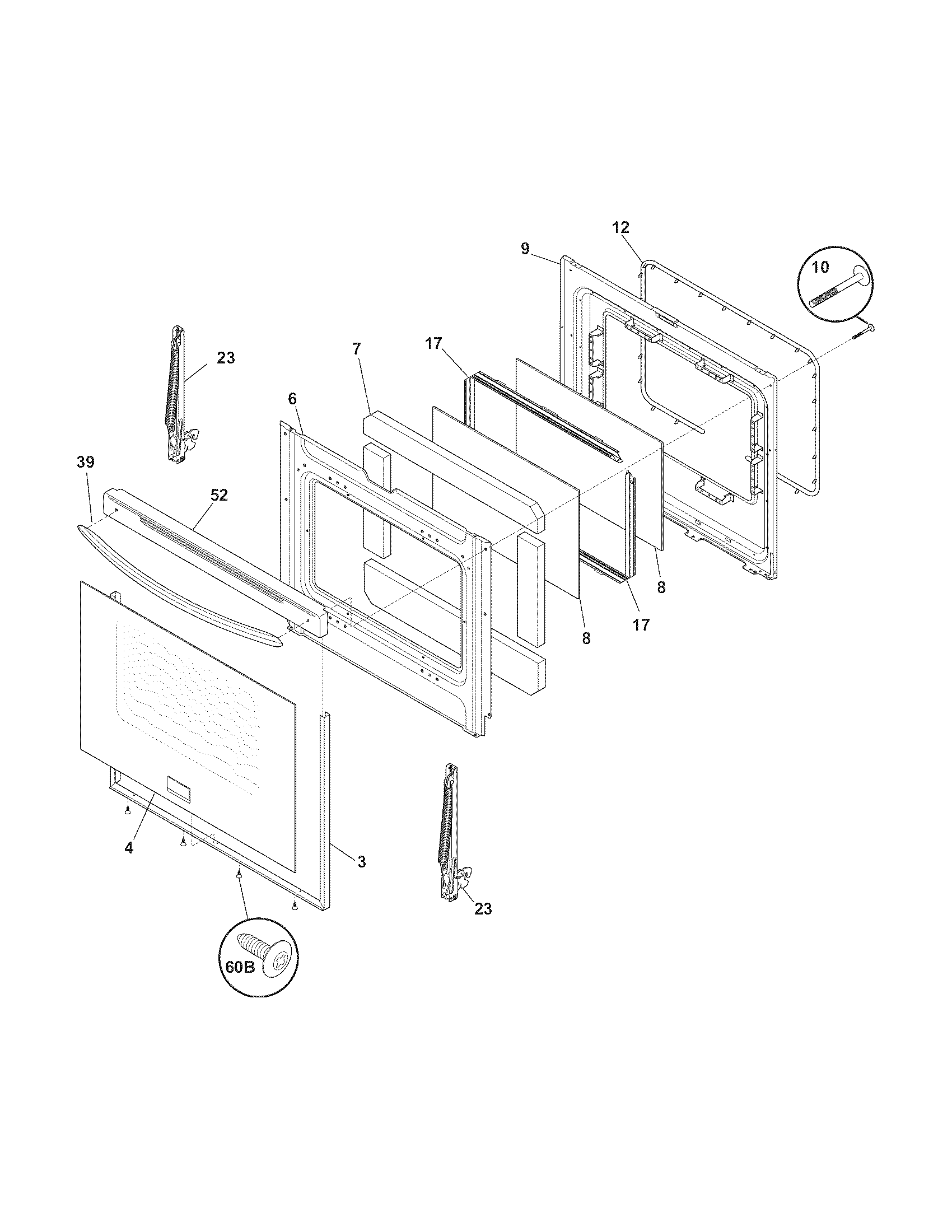 Frigidaire BGGF3031KWB door diagram