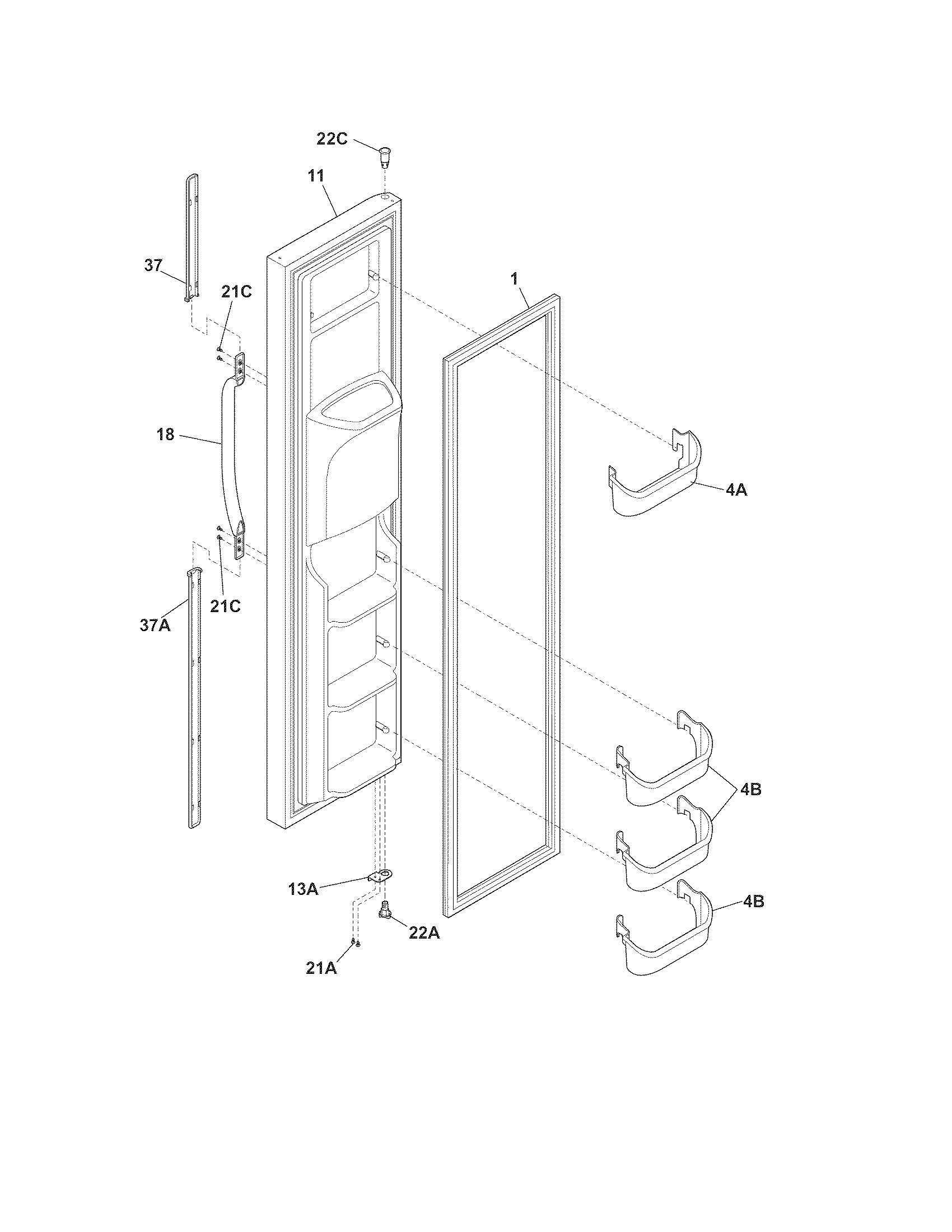 White-Westinghouse WRS23MF5ASX freezer door diagram