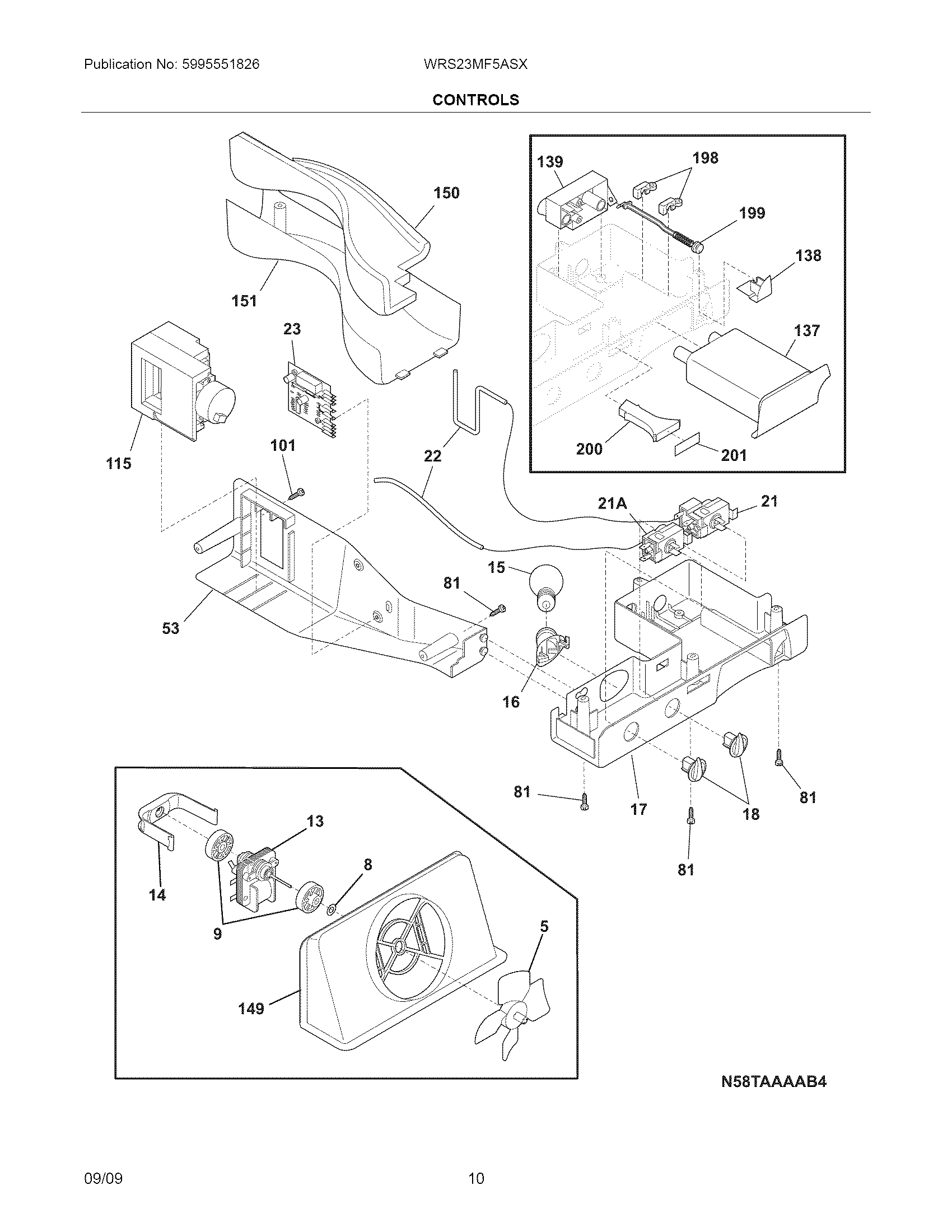 White-Westinghouse WRS23MF5ASX controls diagram