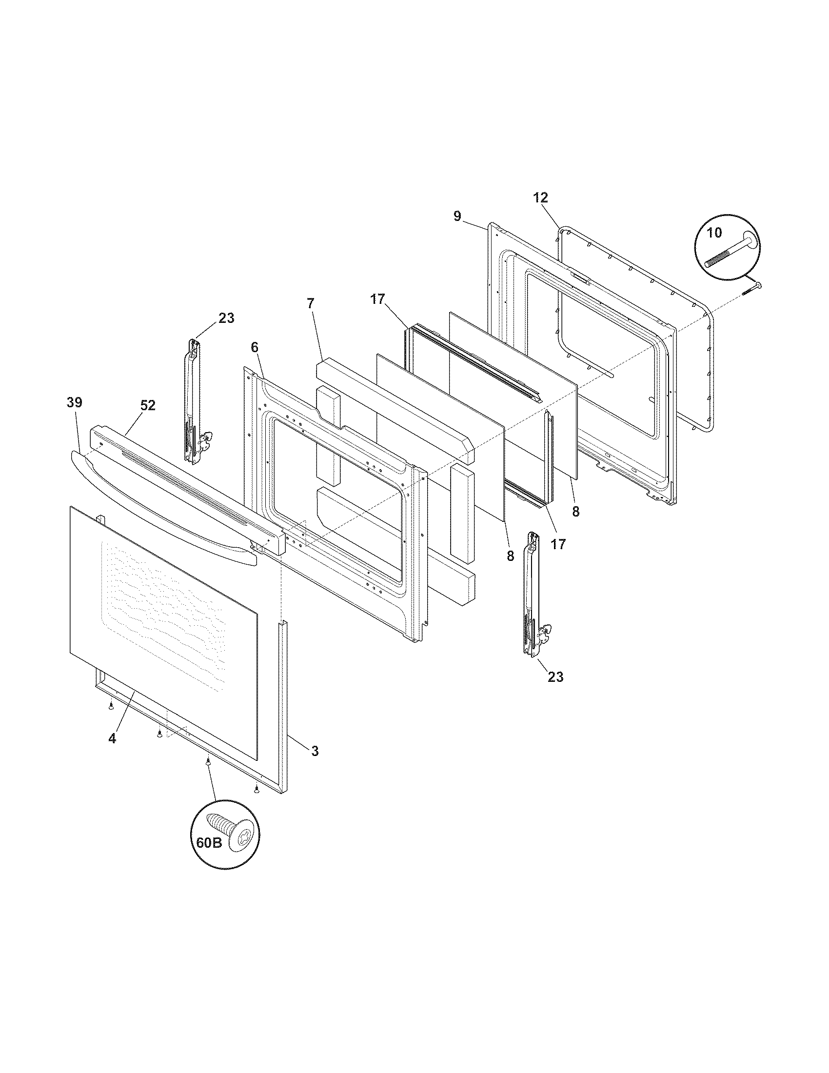 Frigidaire FEF369HSD door diagram