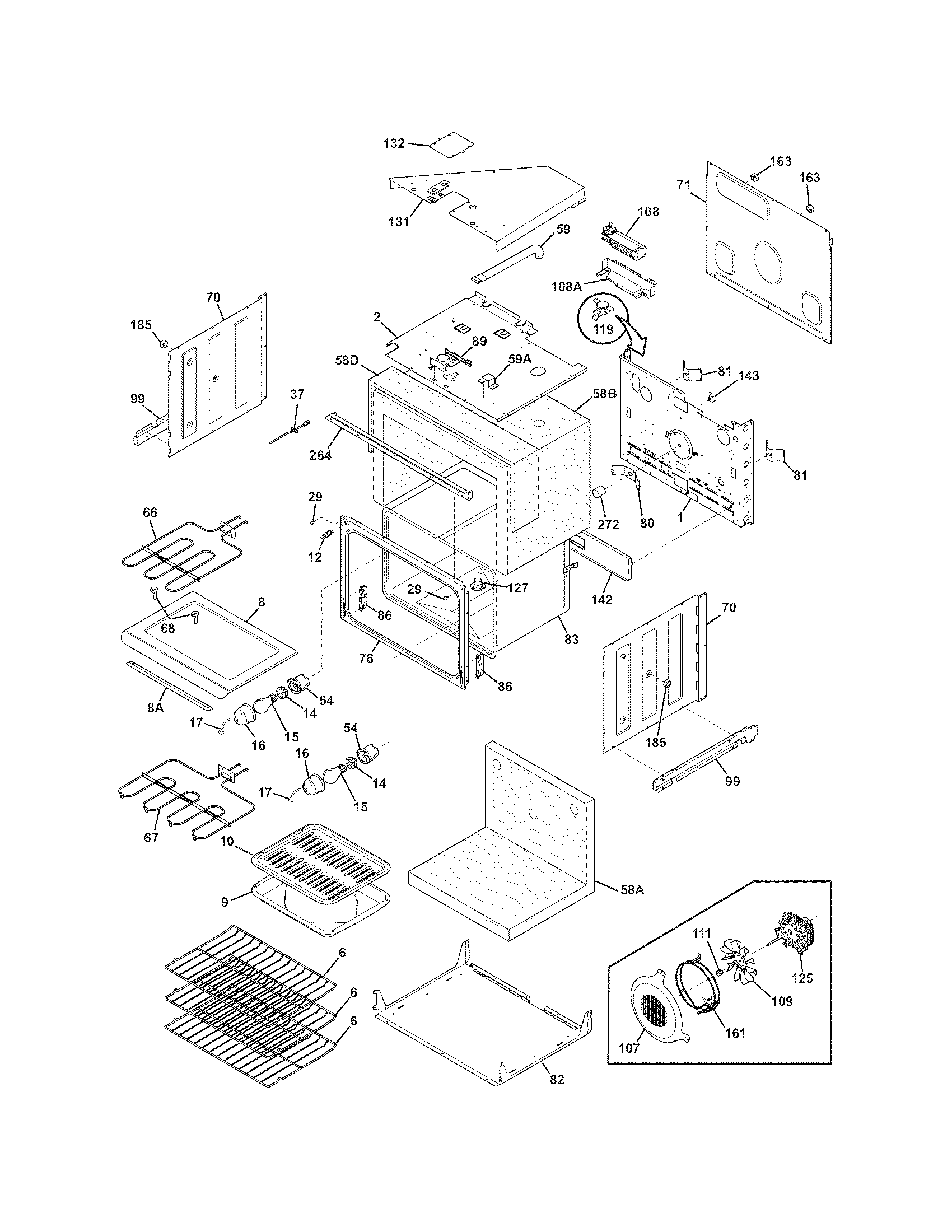 Frigidaire GLEB27T9FSC upper oven diagram