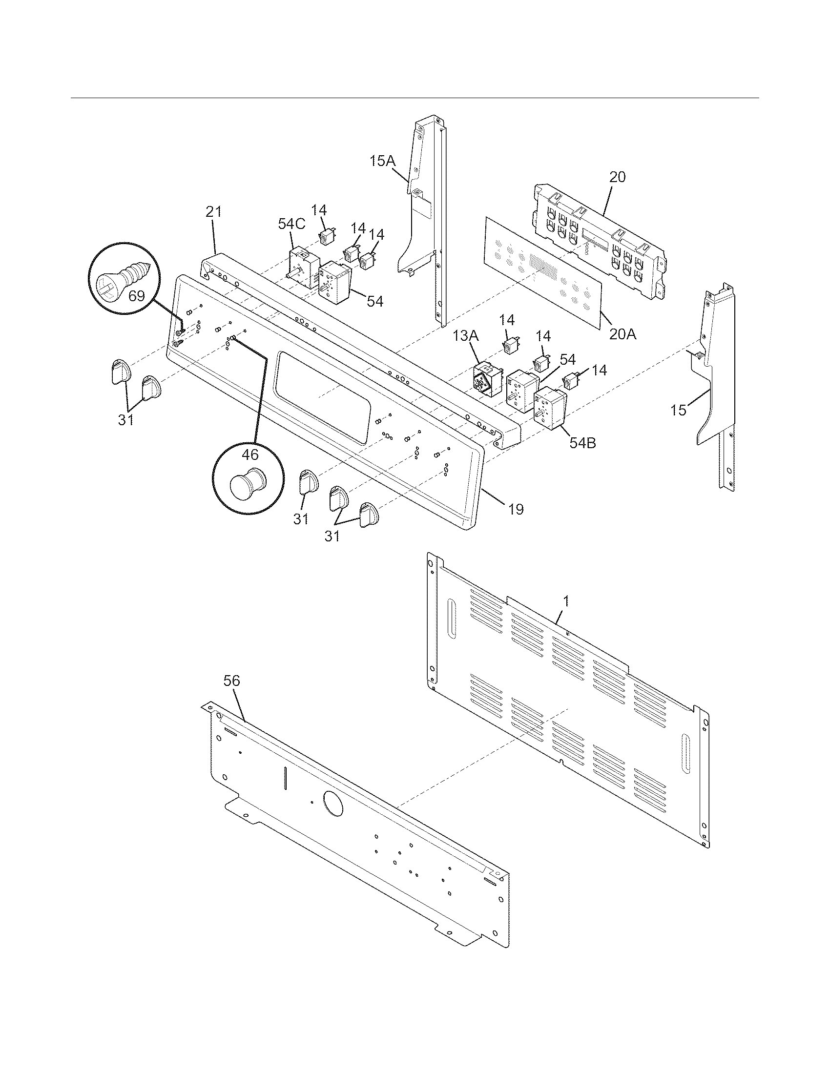 Frigidaire DGEF3041KFA backguard diagram