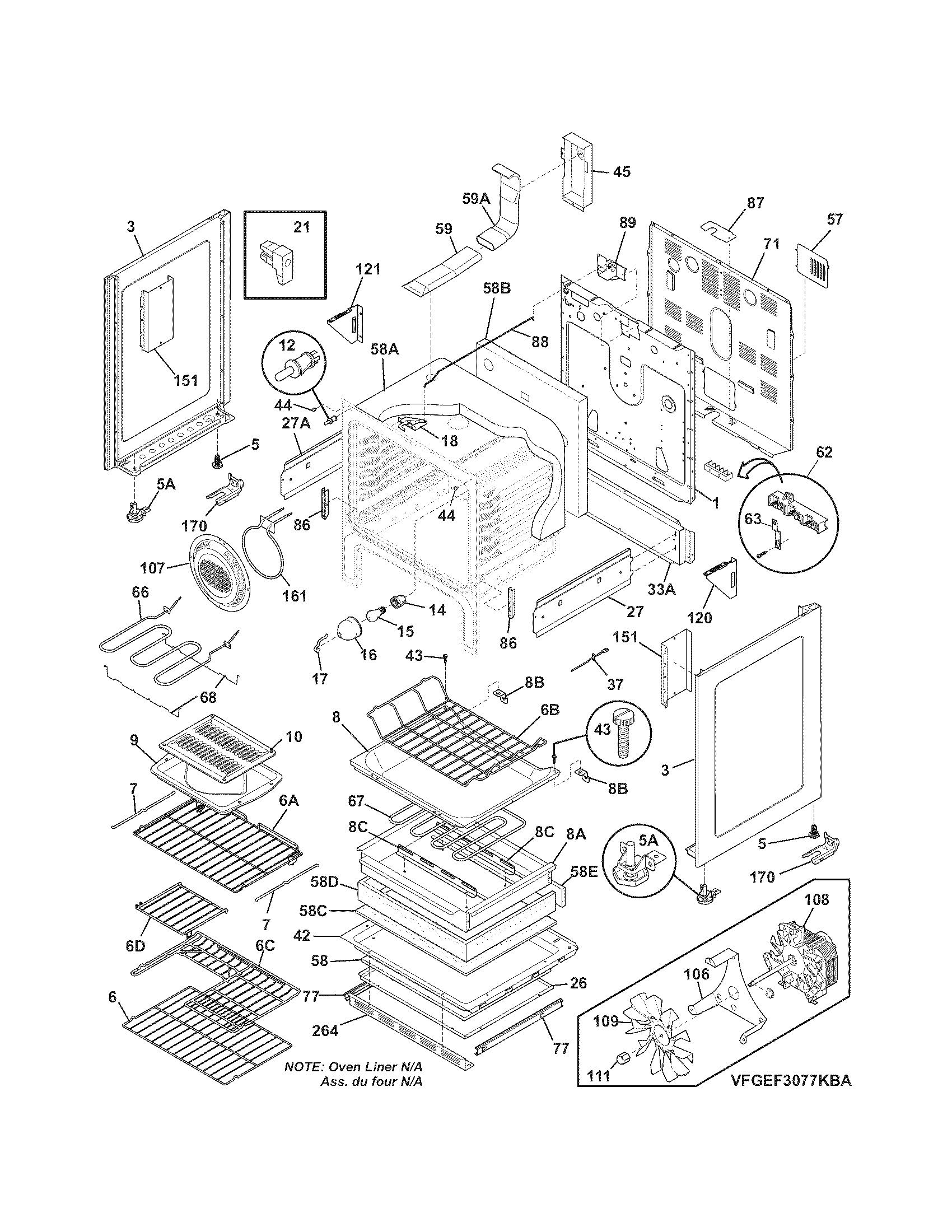 Frigidaire FGEF3057KFB body diagram