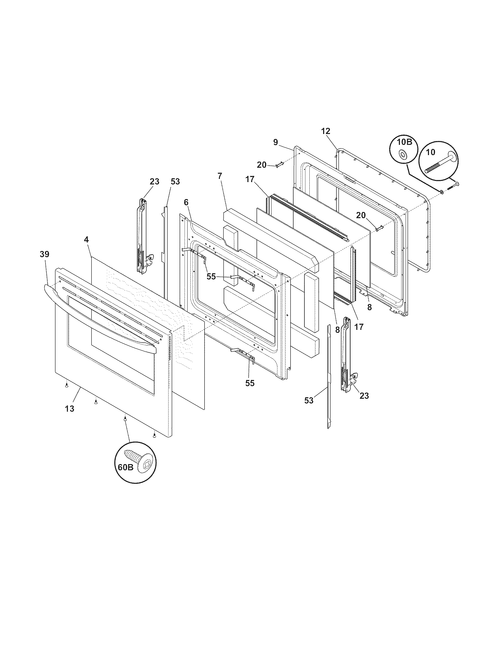 Frigidaire FEFB66ECK door diagram