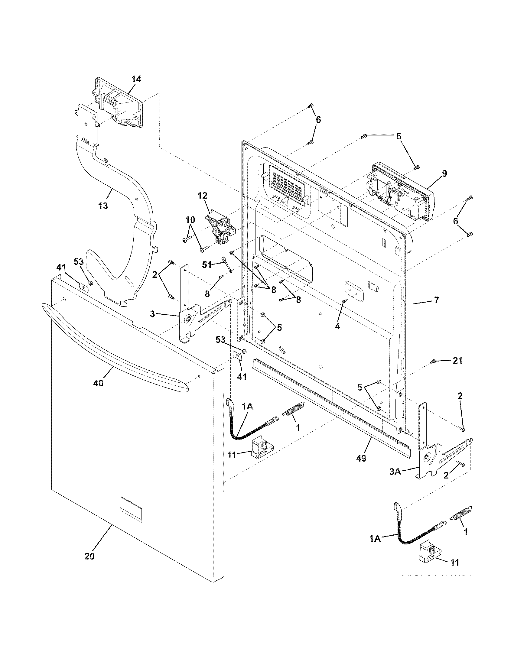 Frigidaire FGHD2433KF1 door diagram