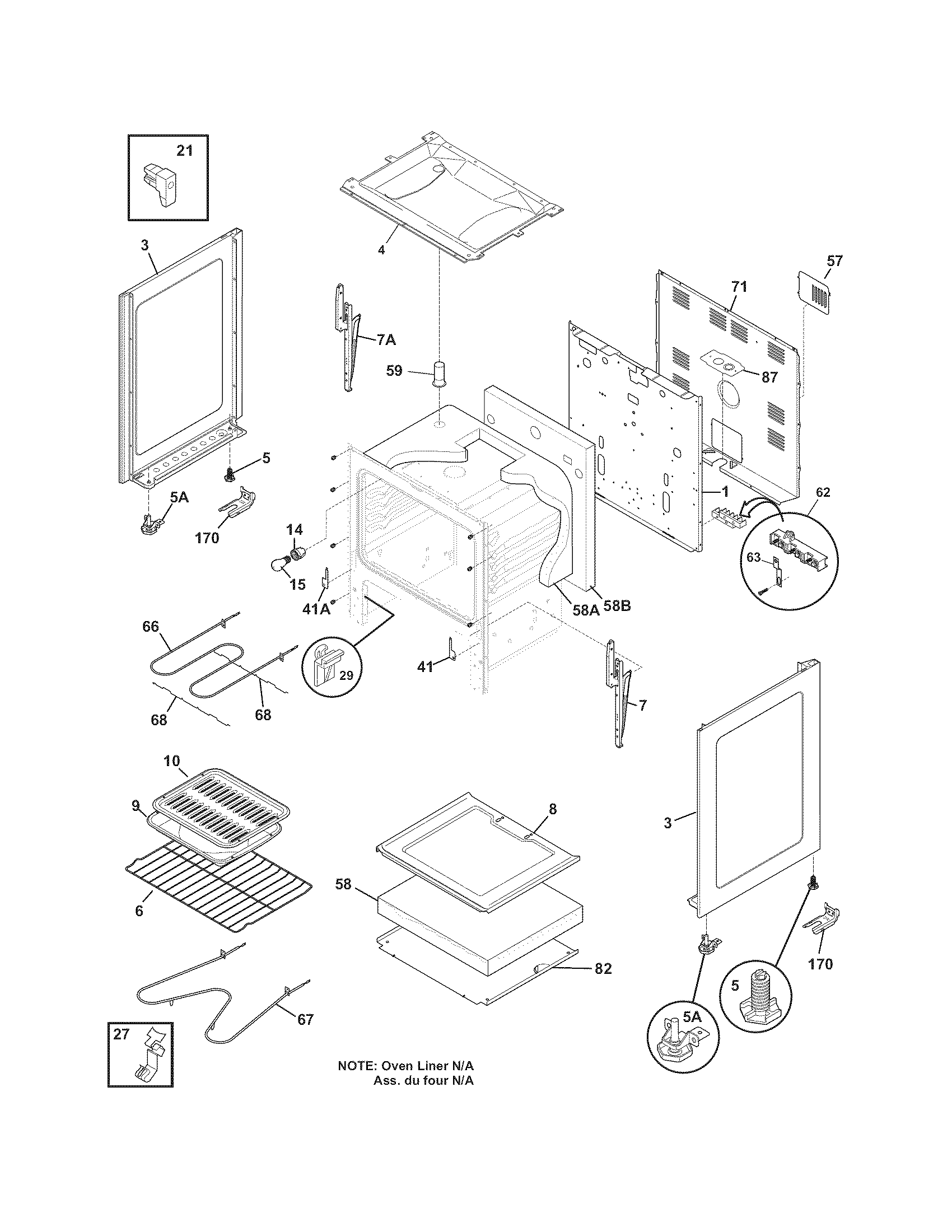 Frigidaire FEF317HBA body diagram