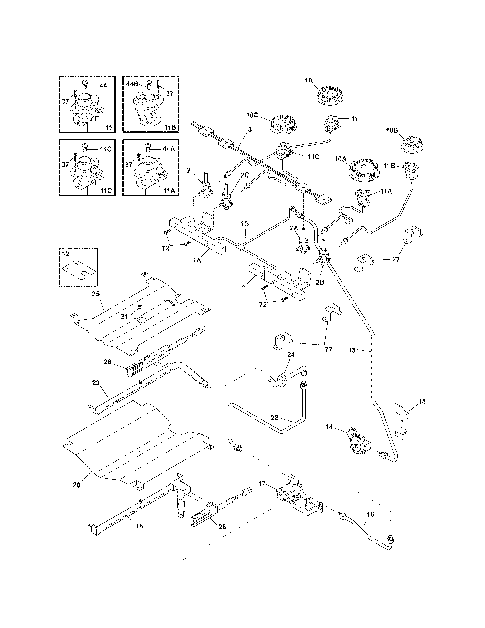 Kenmore 79036933900 burner diagram