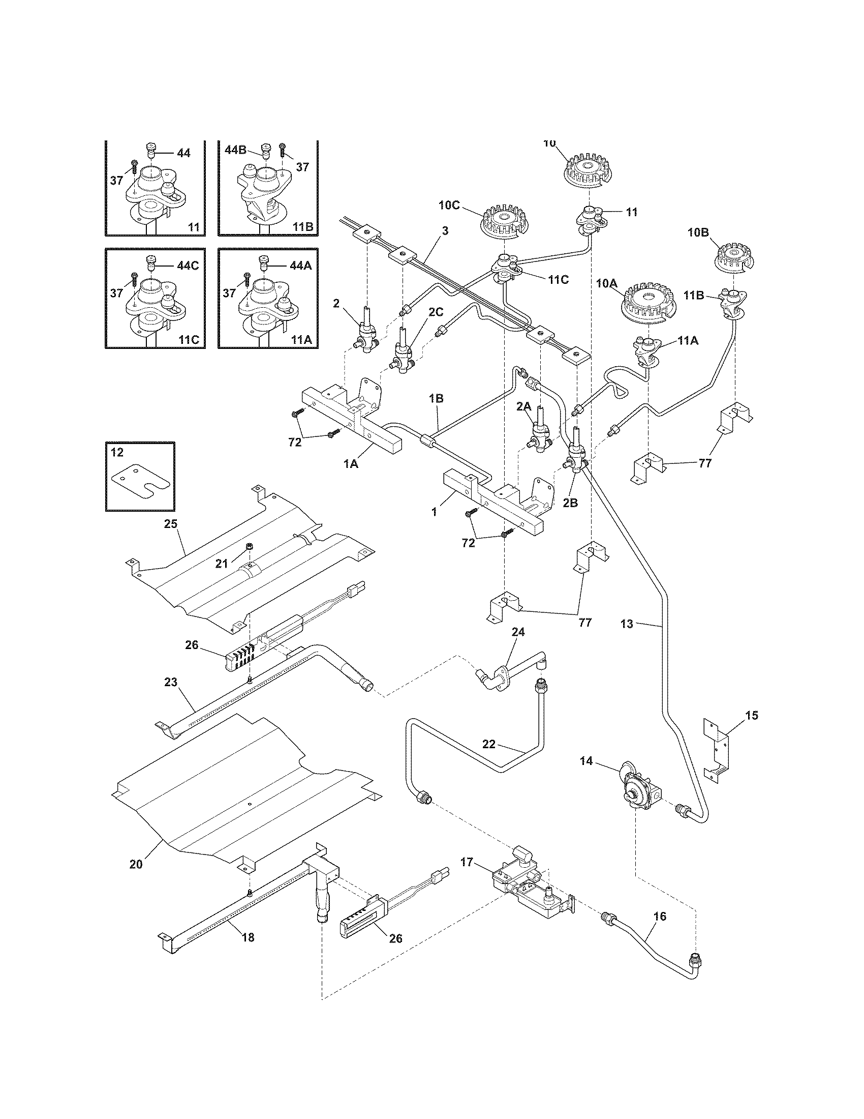 Kenmore 79036932900 burner diagram
